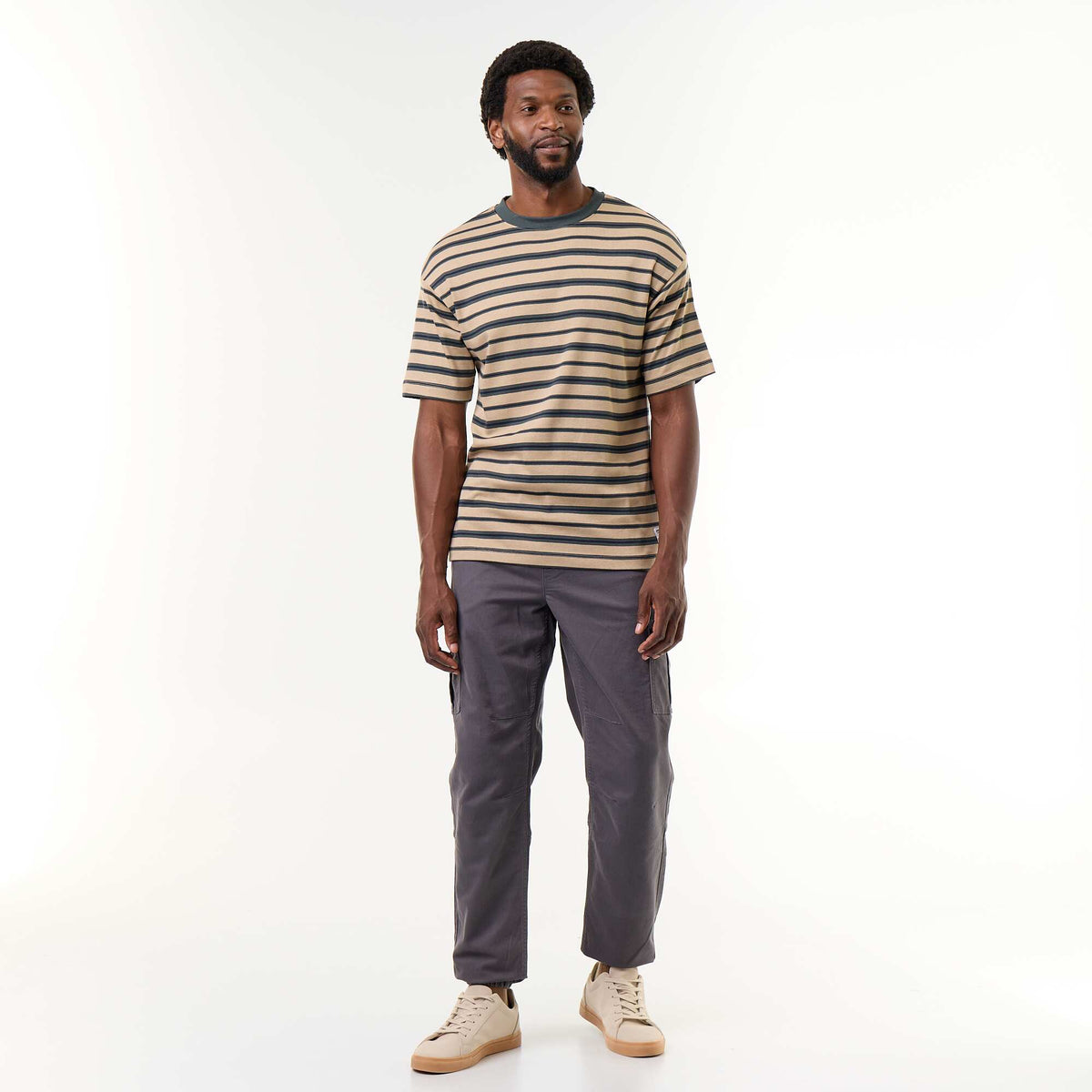 Striped Short-Sleeved T-shirt BEIGE