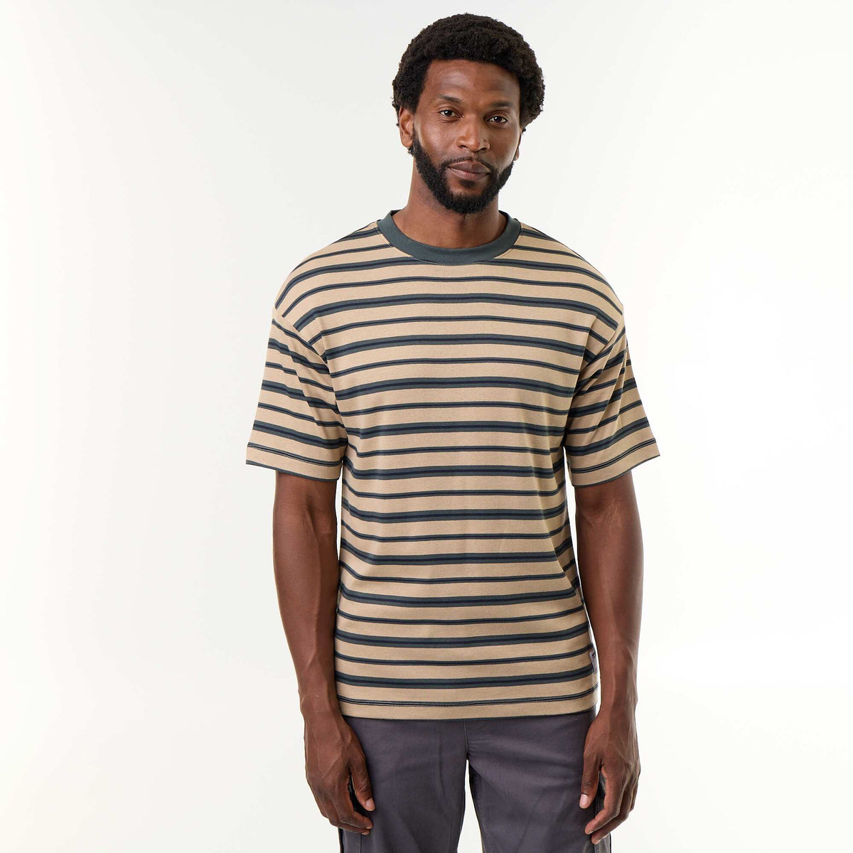 Striped Short-Sleeved T-shirt BEIGE
