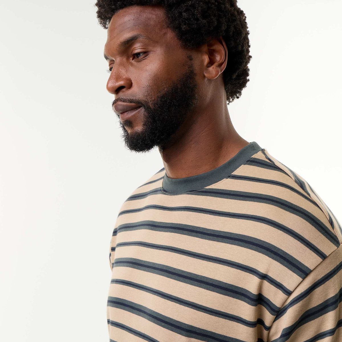 Striped Short-Sleeved T-shirt BEIGE