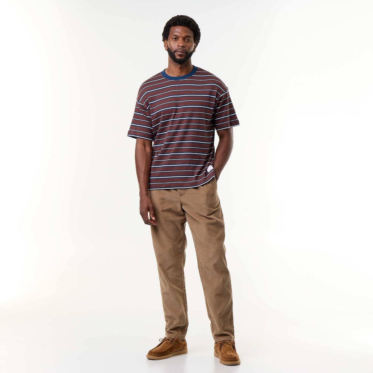 Striped Short-Sleeved T-shirt BROWN