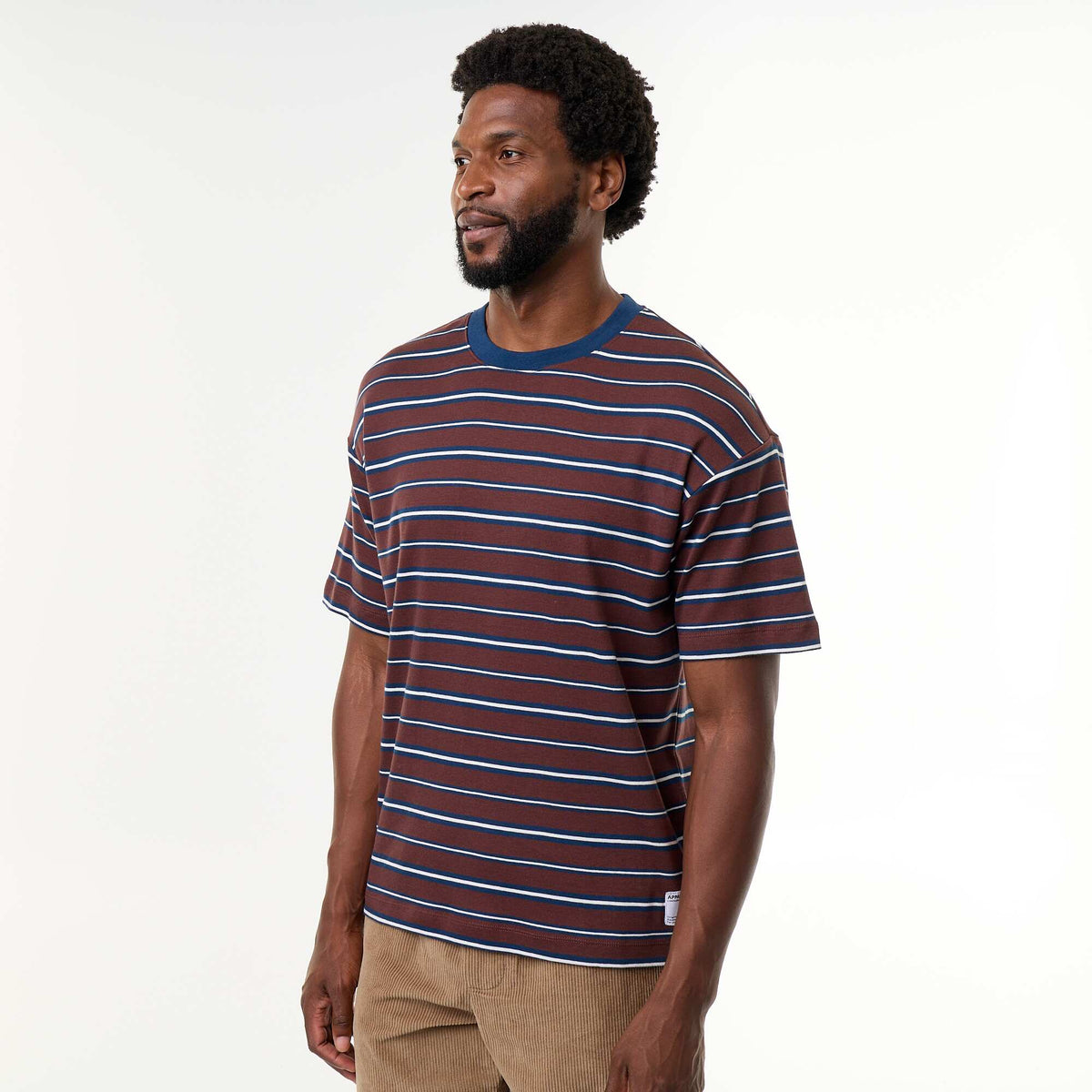 Striped Short-Sleeved T-shirt BROWN