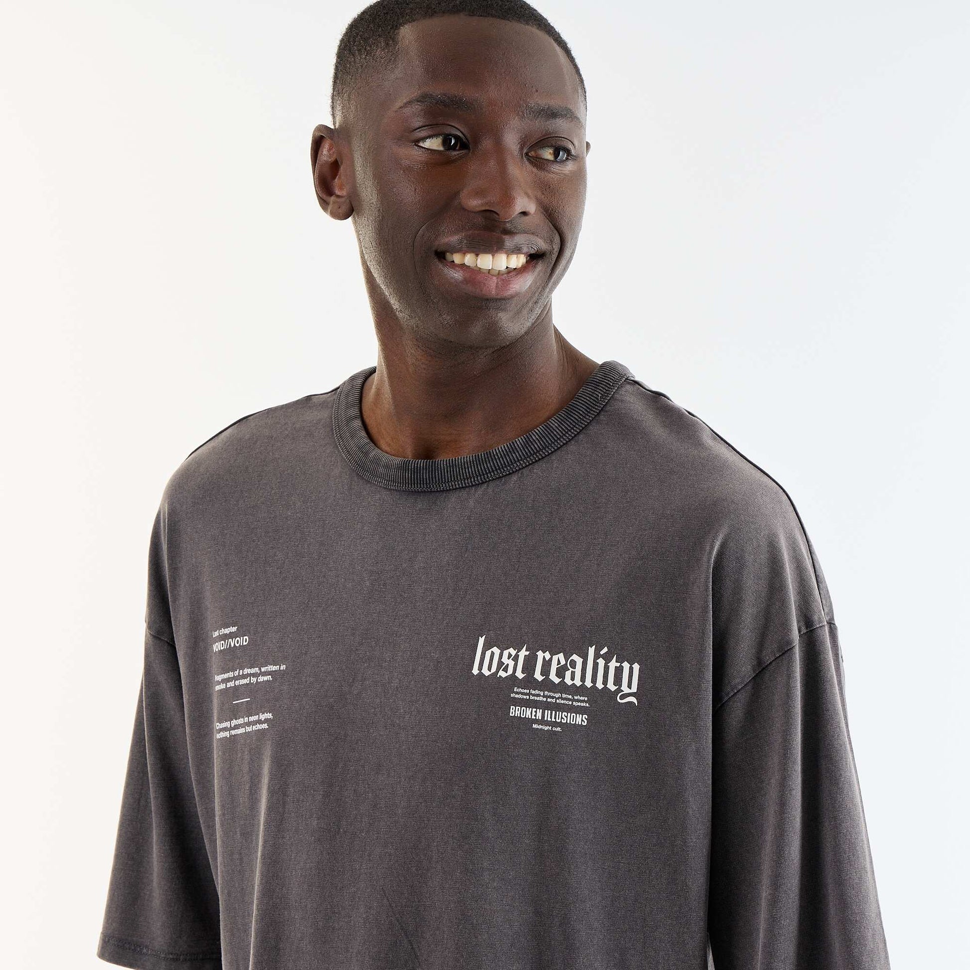 Vintage Style Short-Sleeved Printed T-shirt GREY