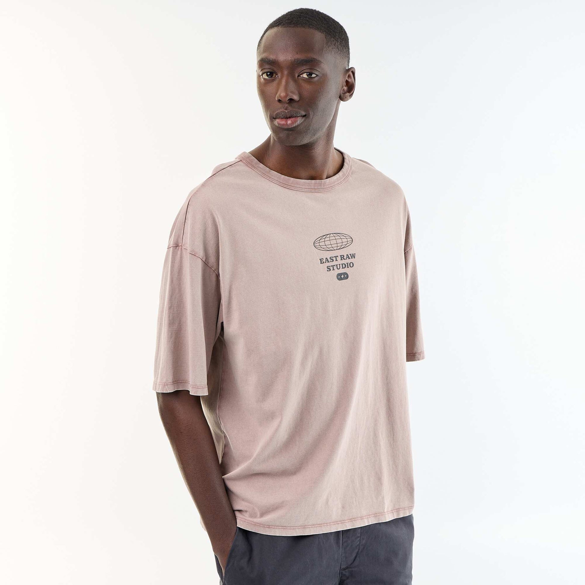 Vintage Style Short-Sleeved Printed T-shirt PINK