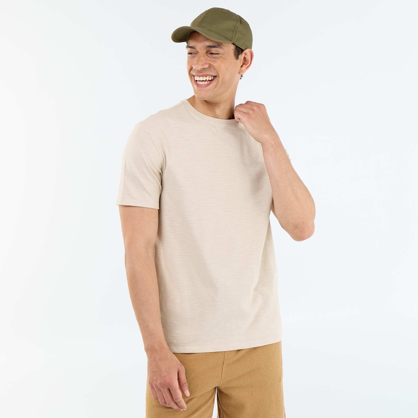Plain Short-Sleeved T-Shirt BEIGE