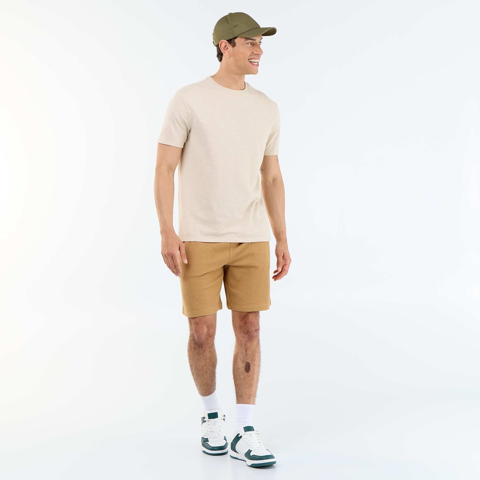 Plain Short-Sleeved T-Shirt BEIGE