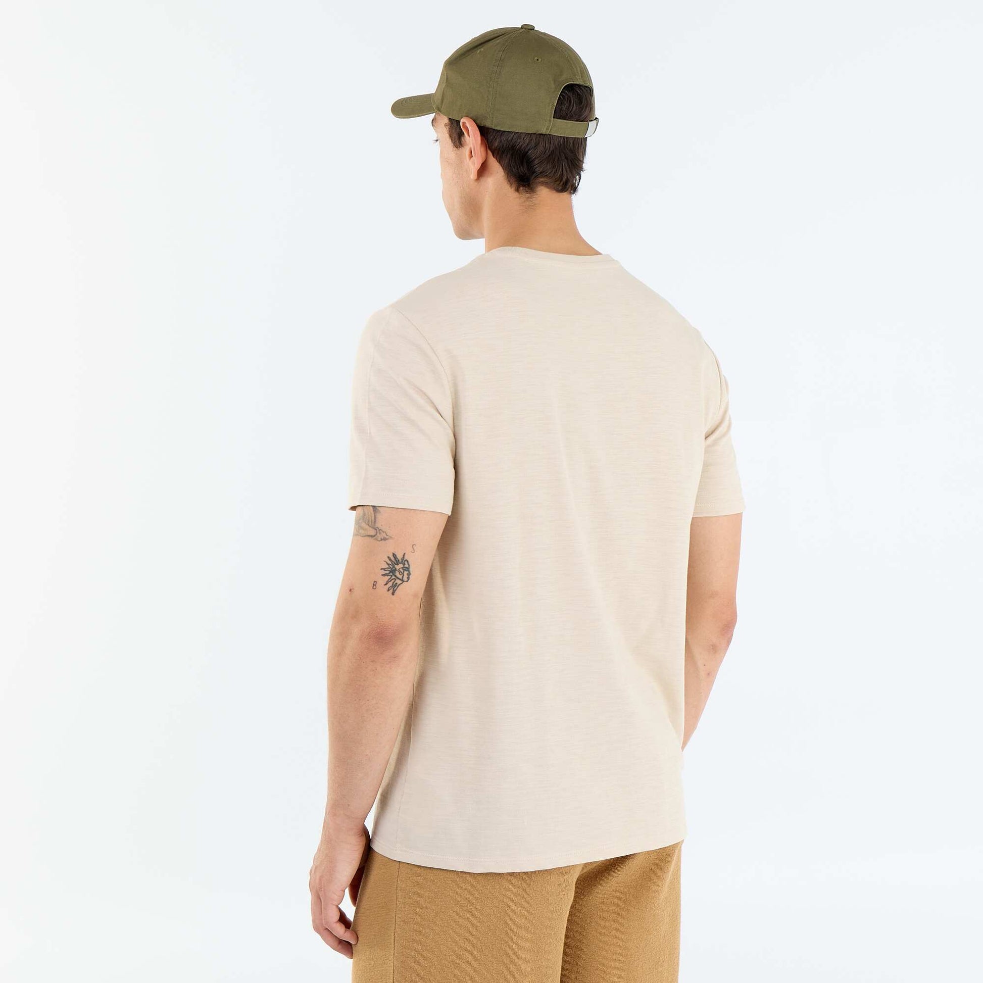 Plain Short-Sleeved T-Shirt BEIGE