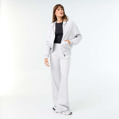 Wide Heavy Knit Jogging Trousers GREY