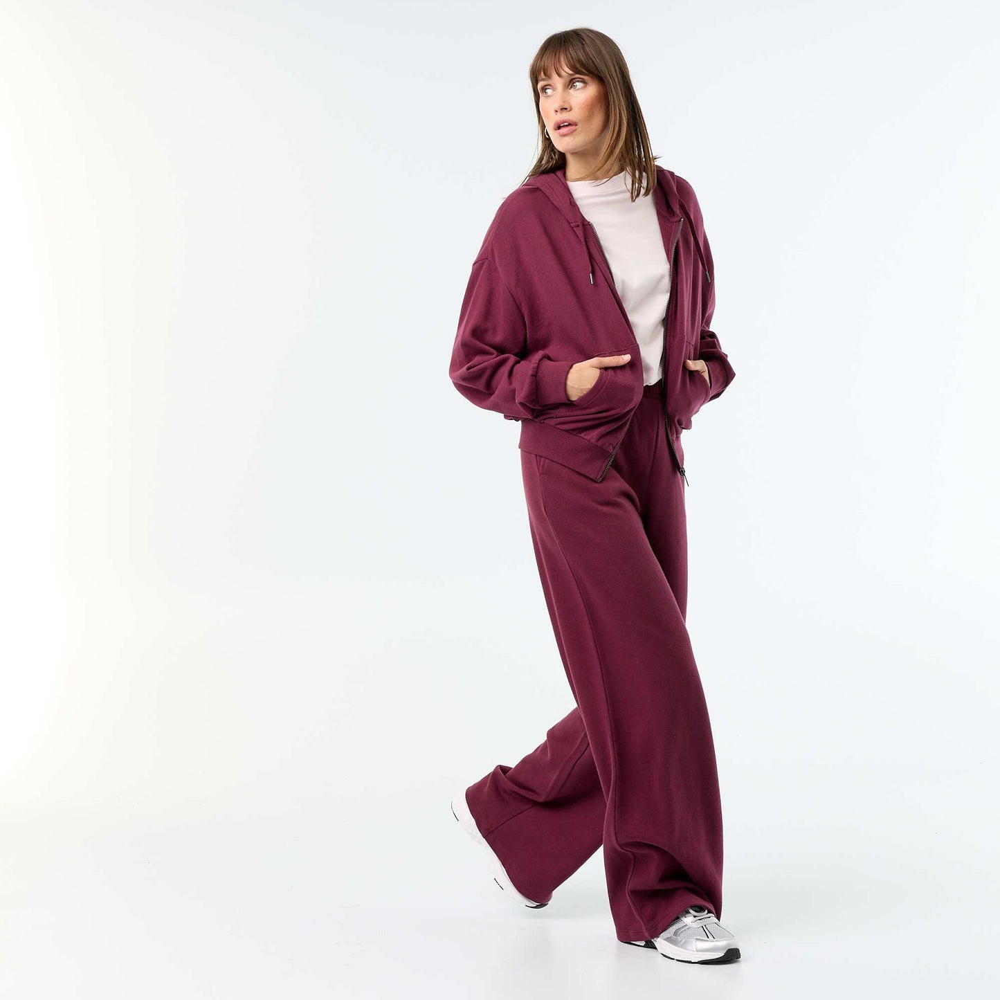 Wide Heavy Knit Jogging Trousers PINK