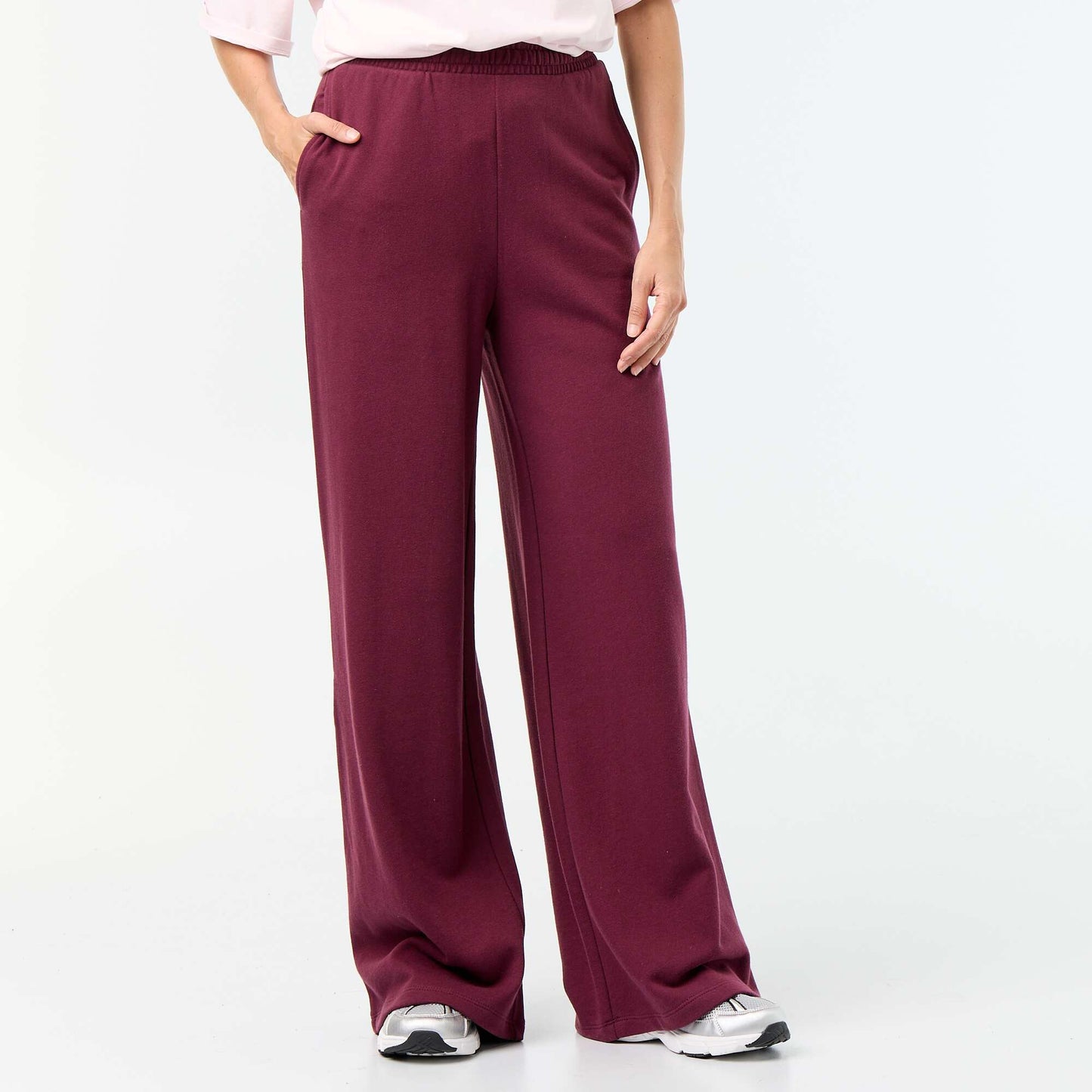 Wide Heavy Knit Jogging Trousers PINK