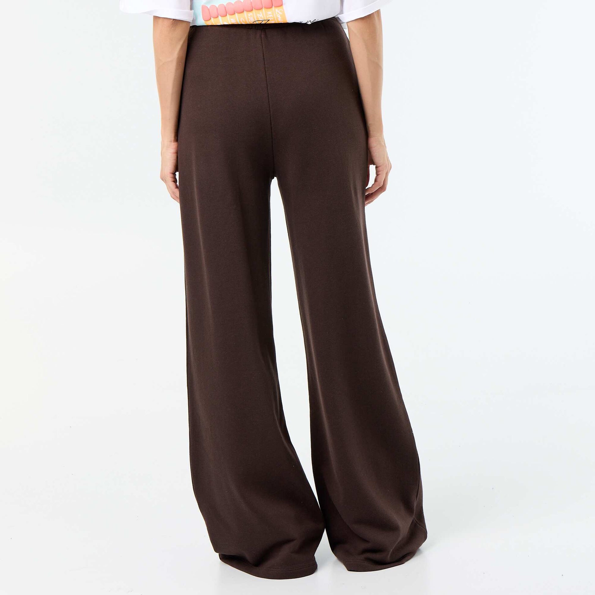 Wide Heavy Knit Jogging Trousers BROWN