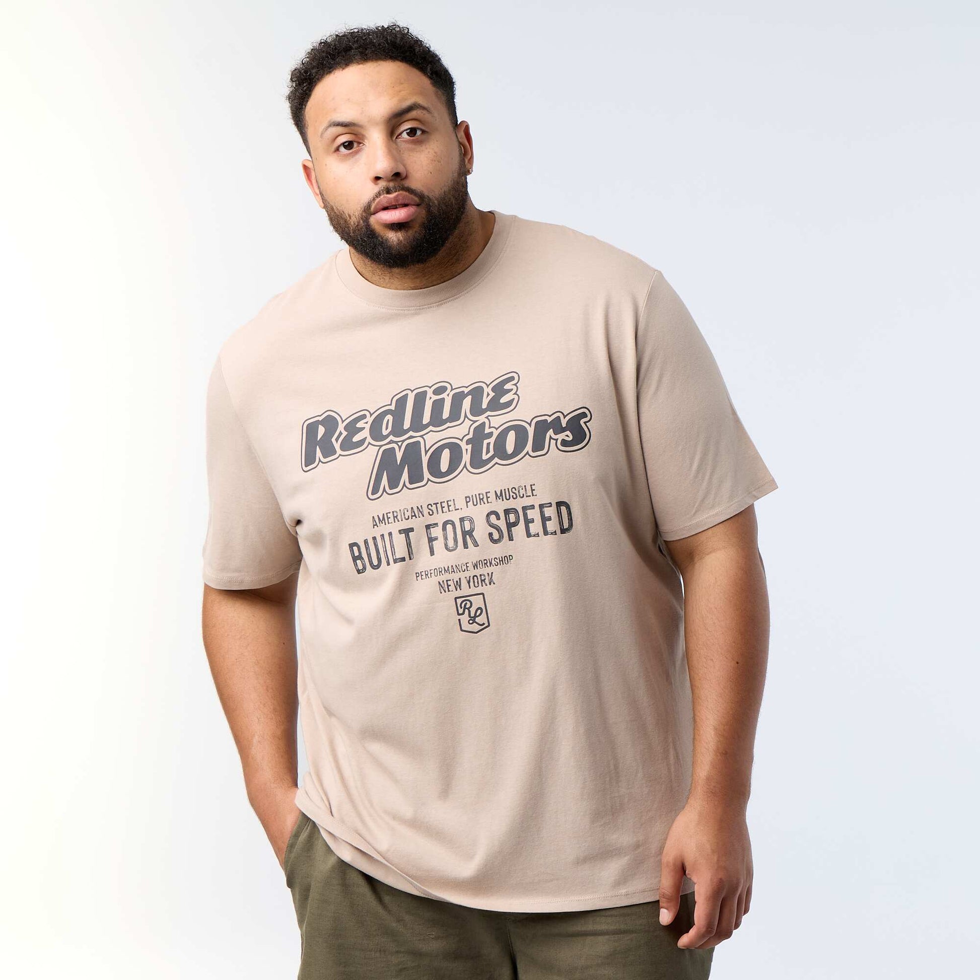 Short-sleeved printed T-shirt BEIGE