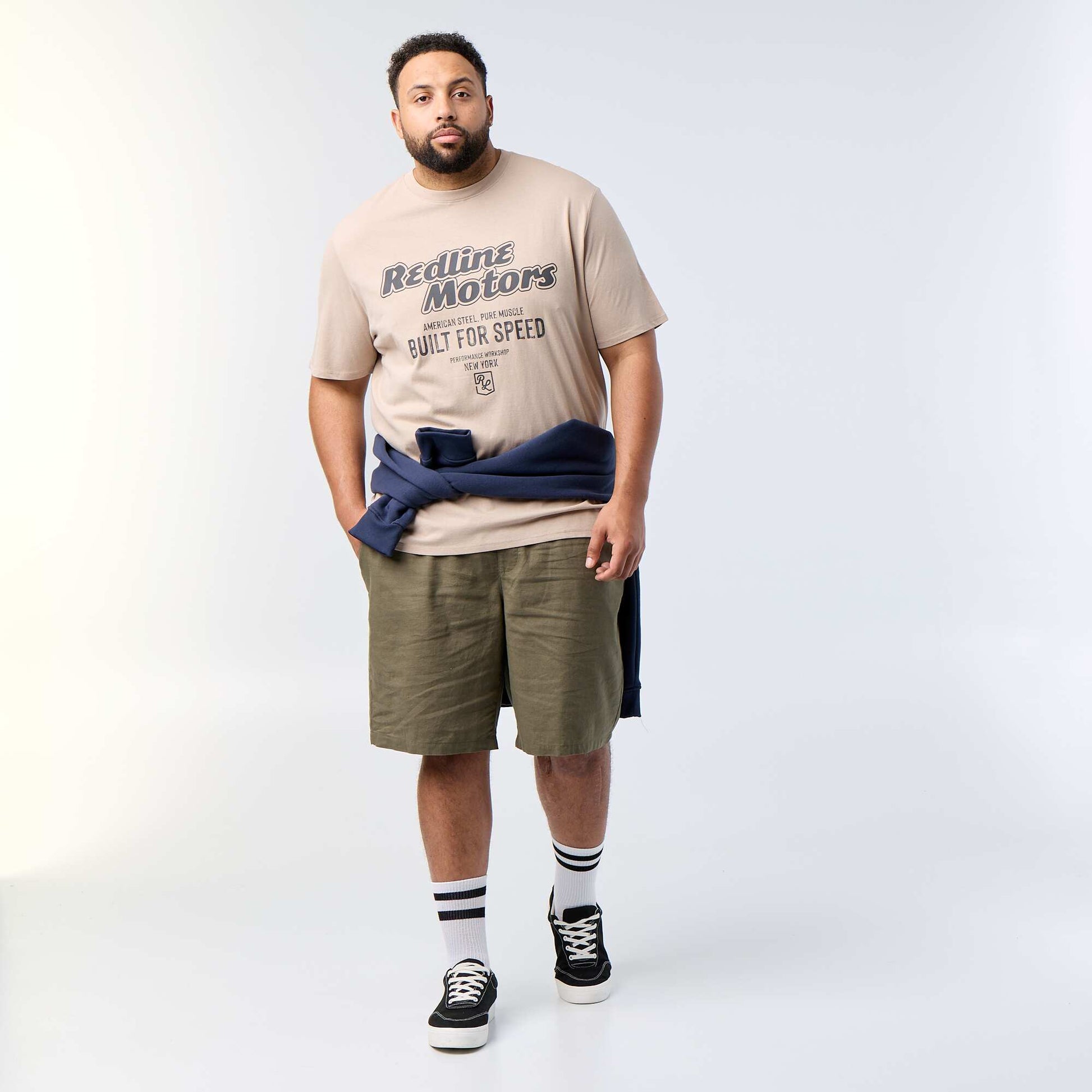 Short-sleeved printed T-shirt BEIGE