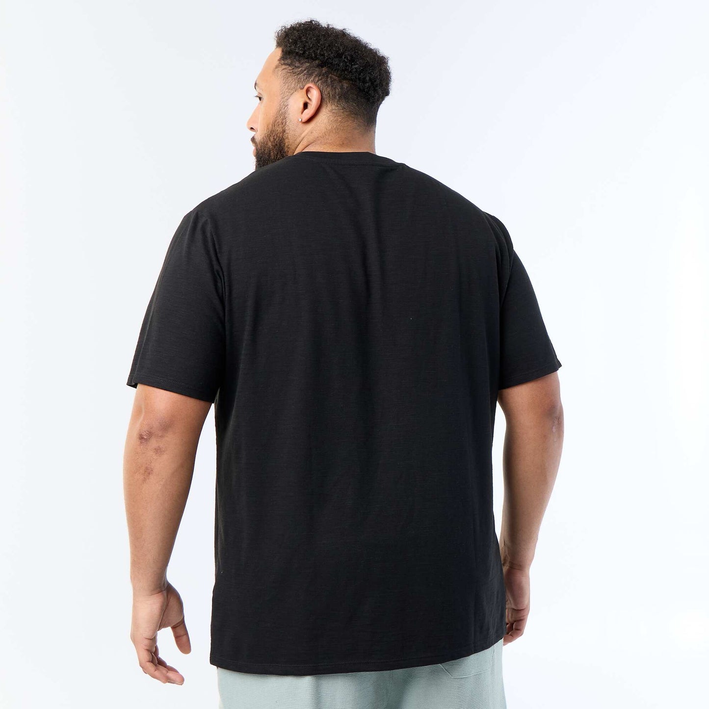 Textured Jersey Knit Short-Sleeved T-shirt BLACK