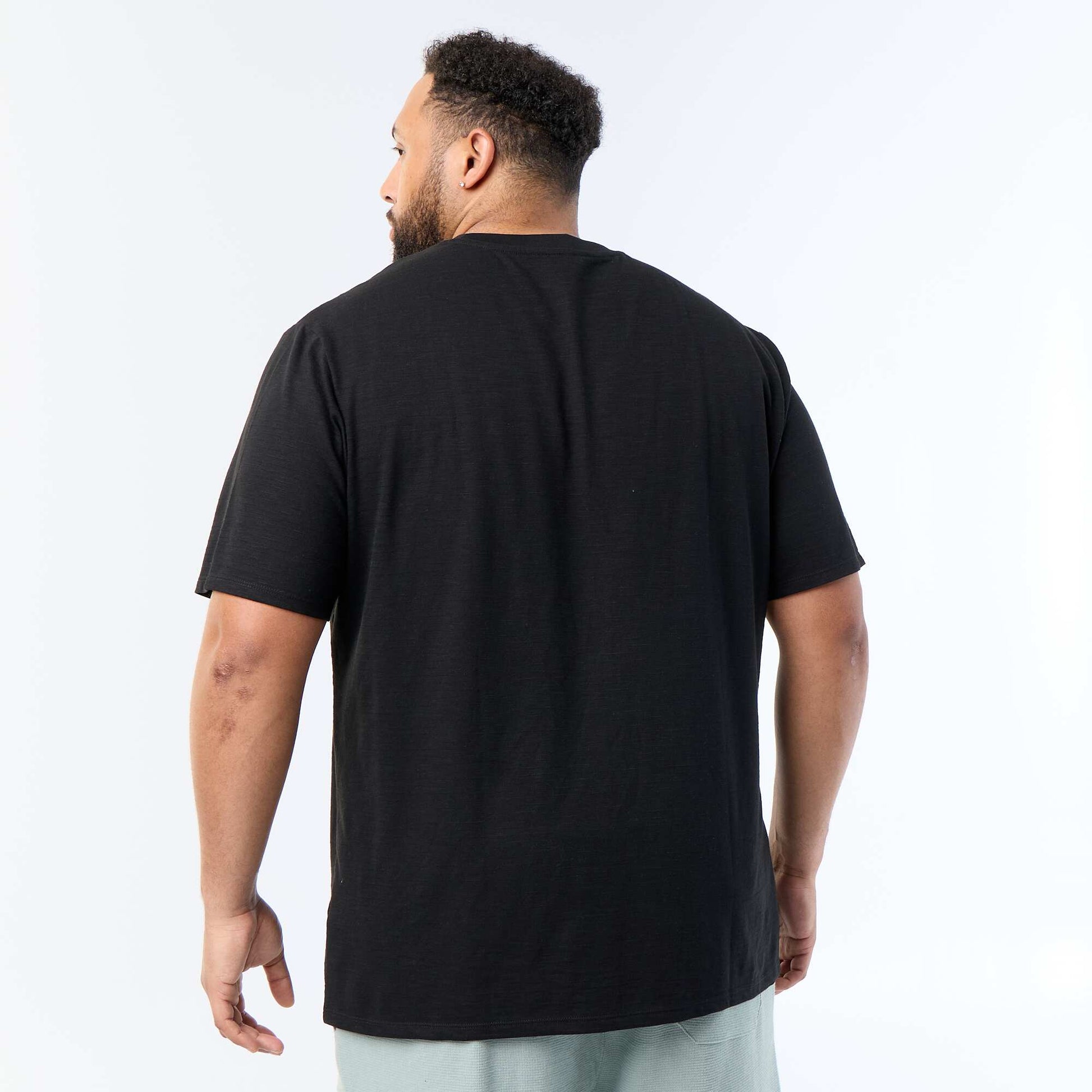 Textured Jersey Knit Short-Sleeved T-shirt BLACK