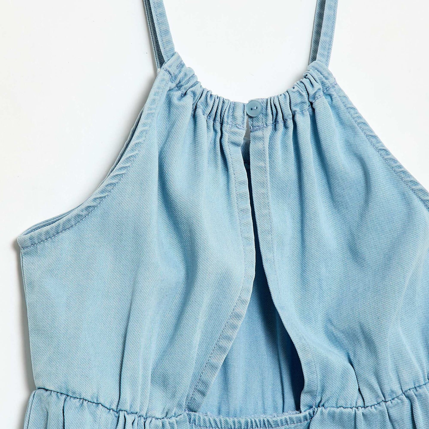 Plain dress with straps and ruffles BLUE