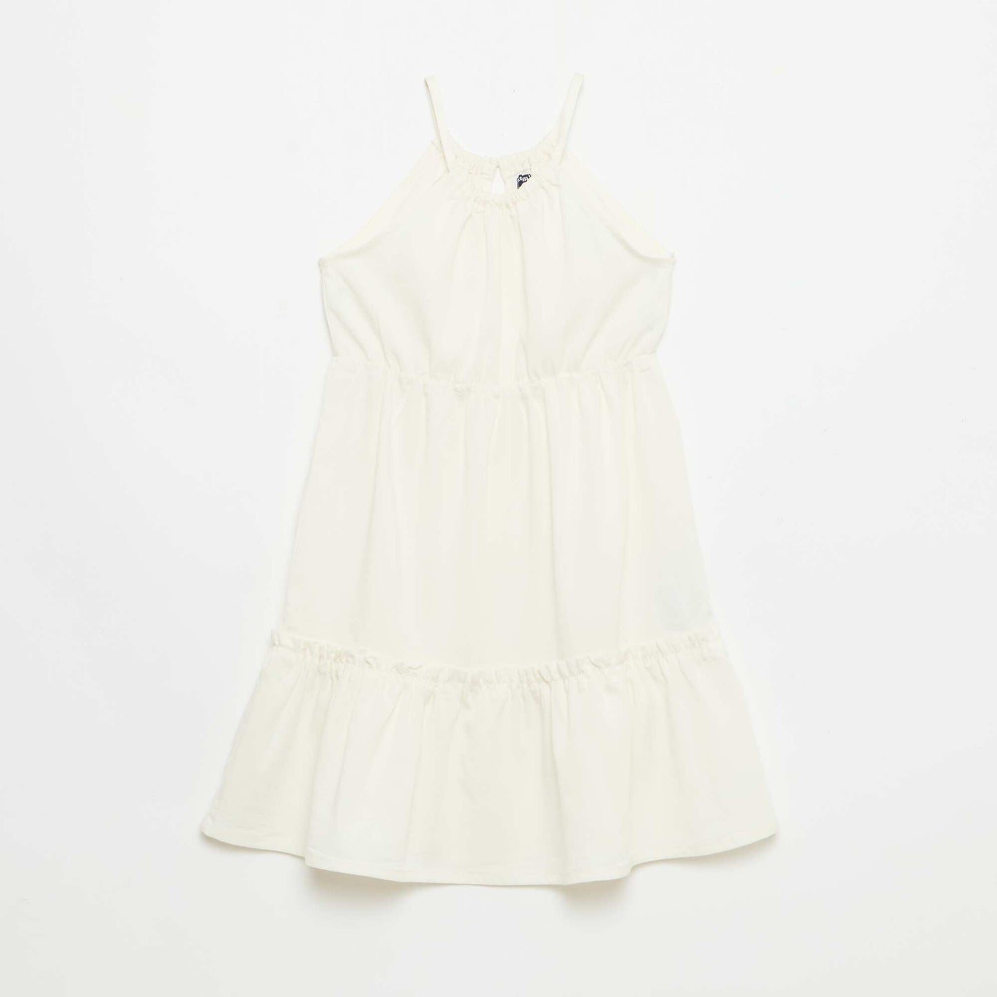 Plain dress with straps and ruffles BEIGE