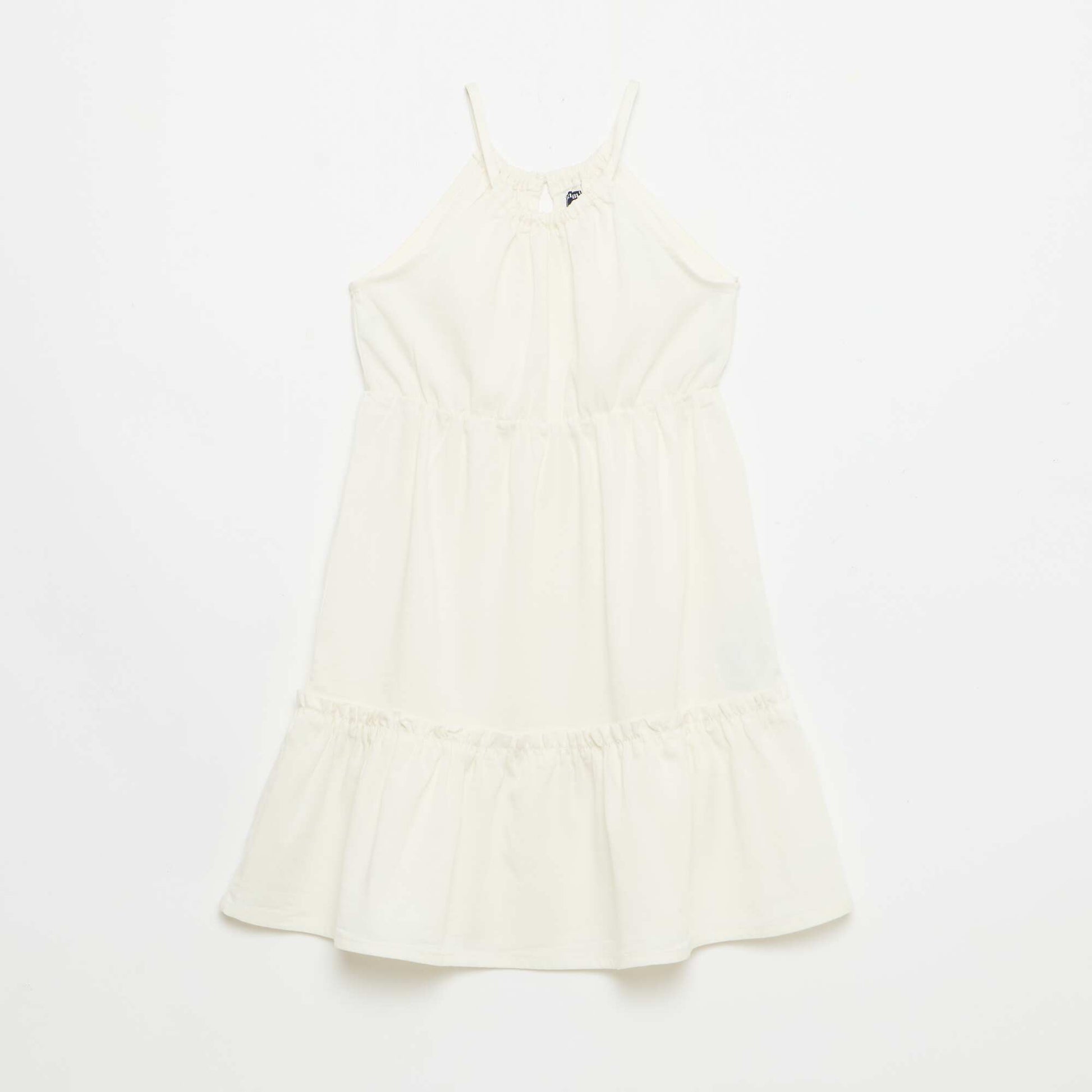 Plain dress with straps and ruffles BEIGE