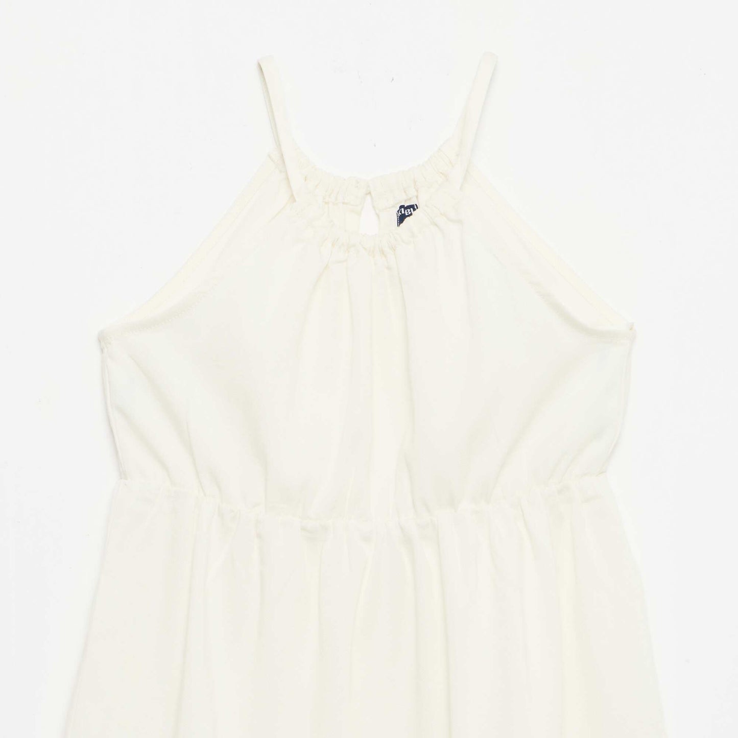 Plain dress with straps and ruffles BEIGE