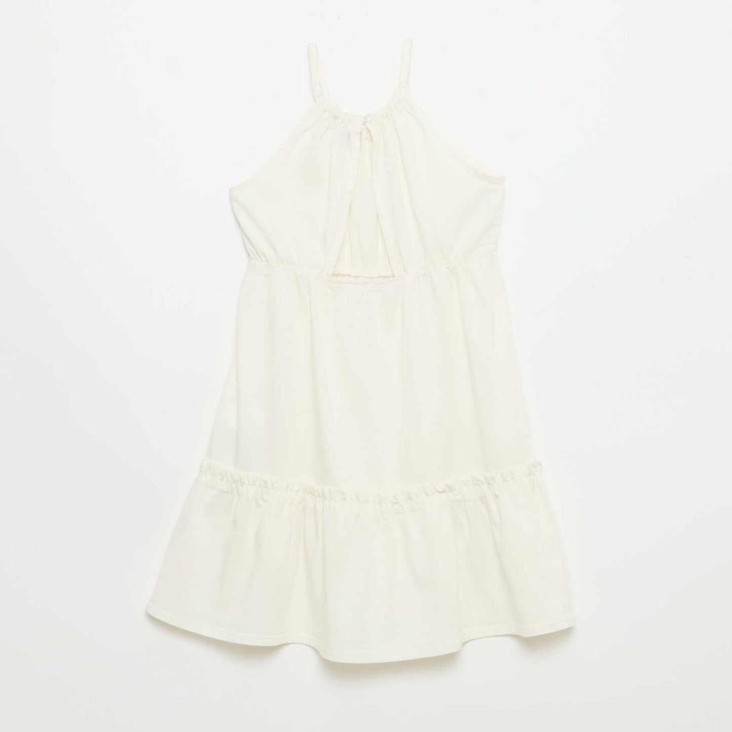 Plain dress with straps and ruffles BEIGE