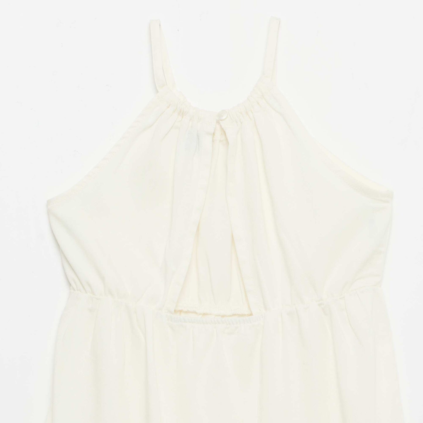 Plain dress with straps and ruffles BEIGE