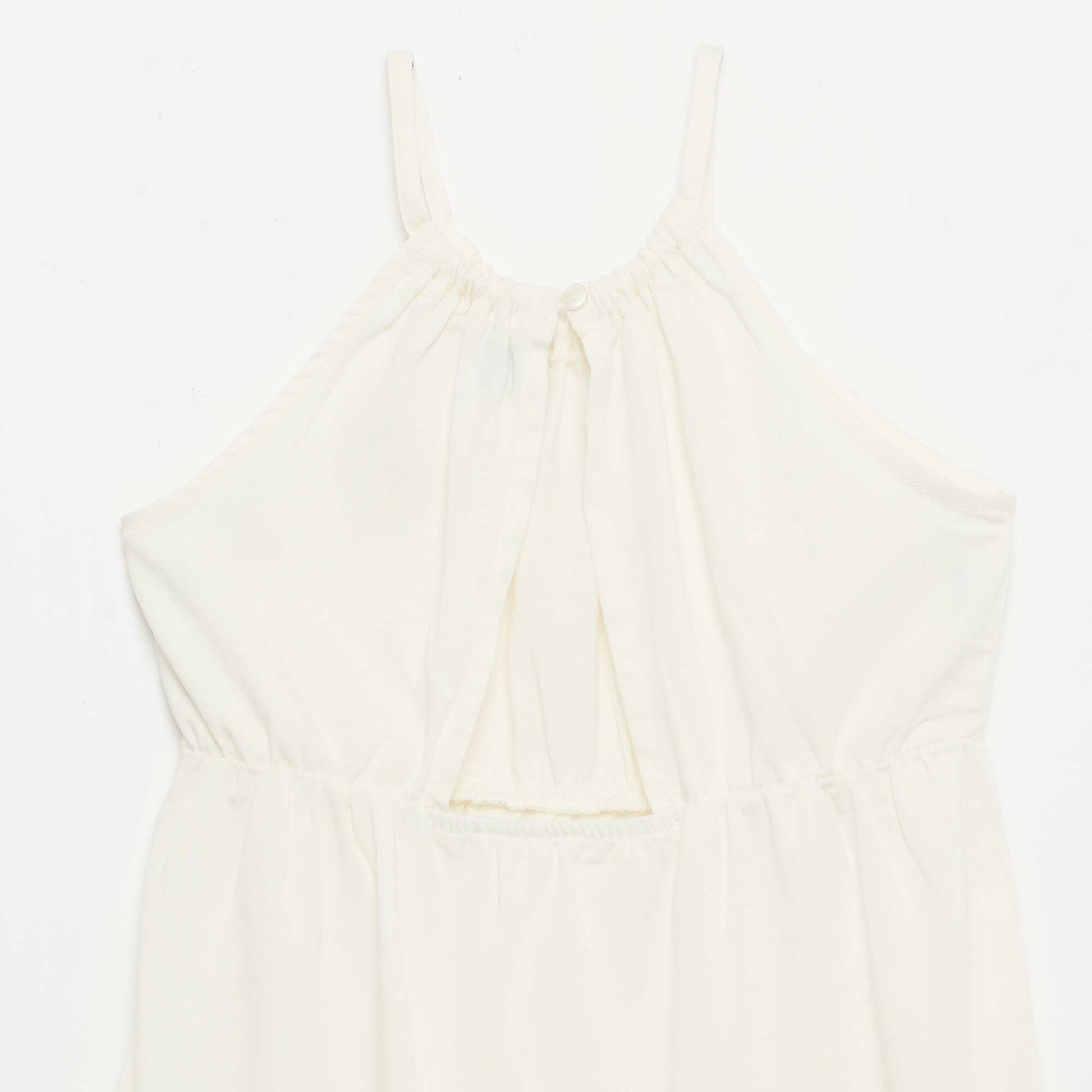 Plain dress with straps and ruffles BEIGE