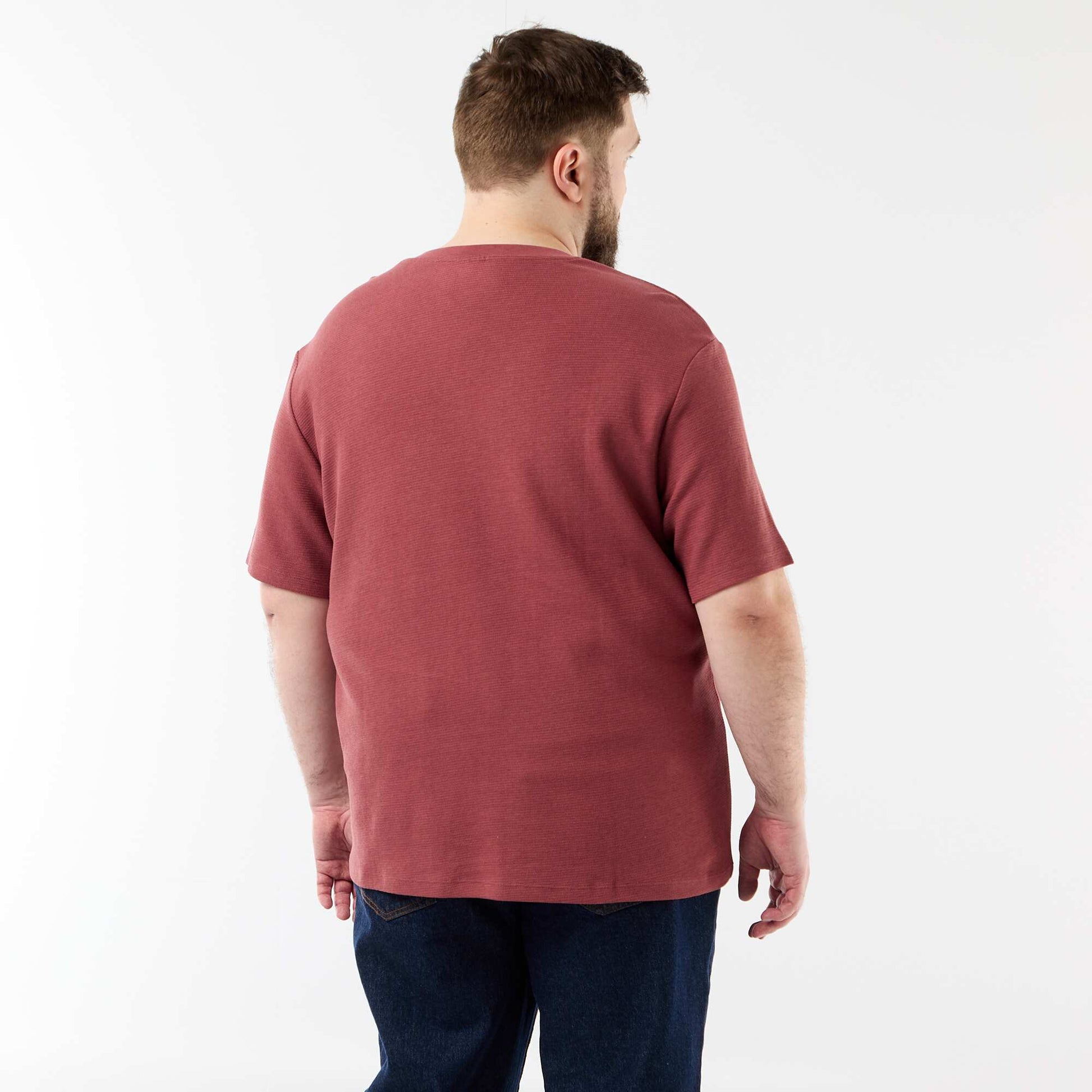 Short-sleeved Pique Knit T-shirt RED