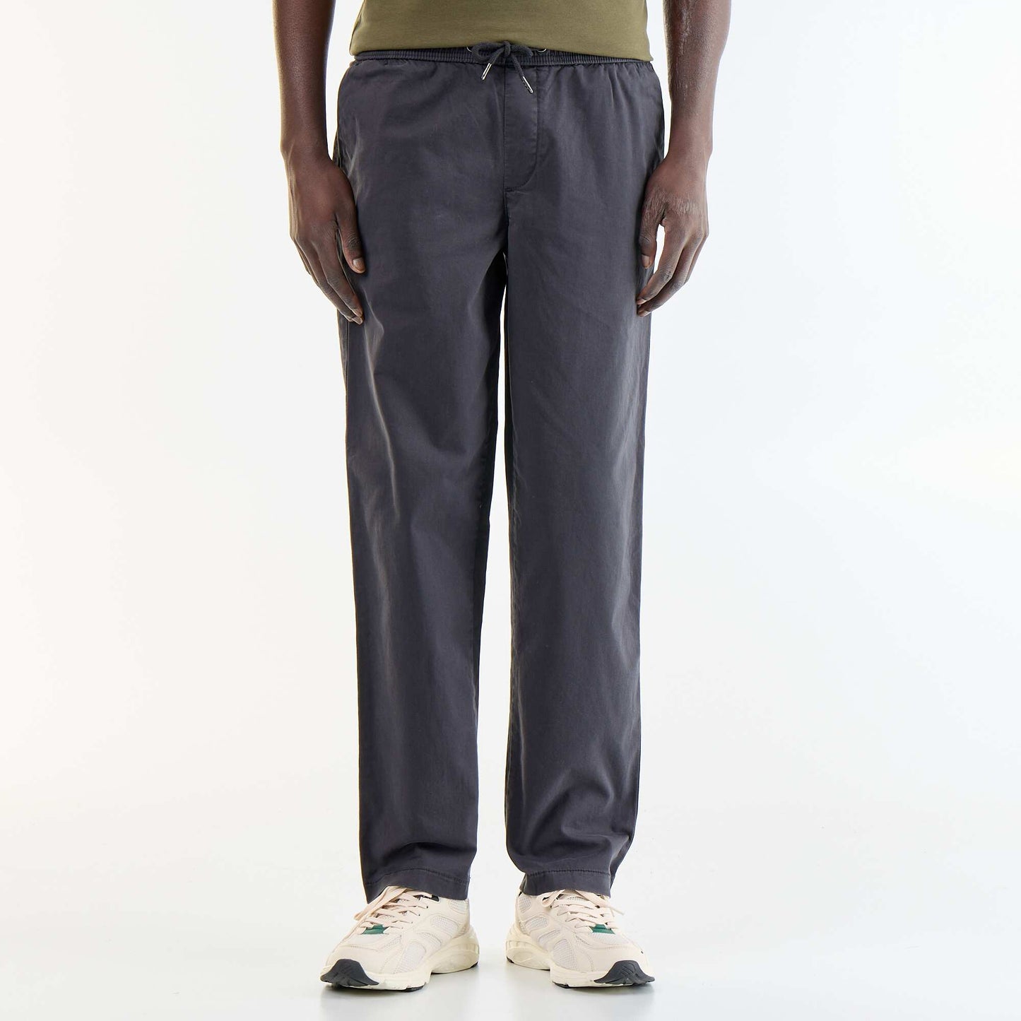Peach-skin effect trousers BLACK