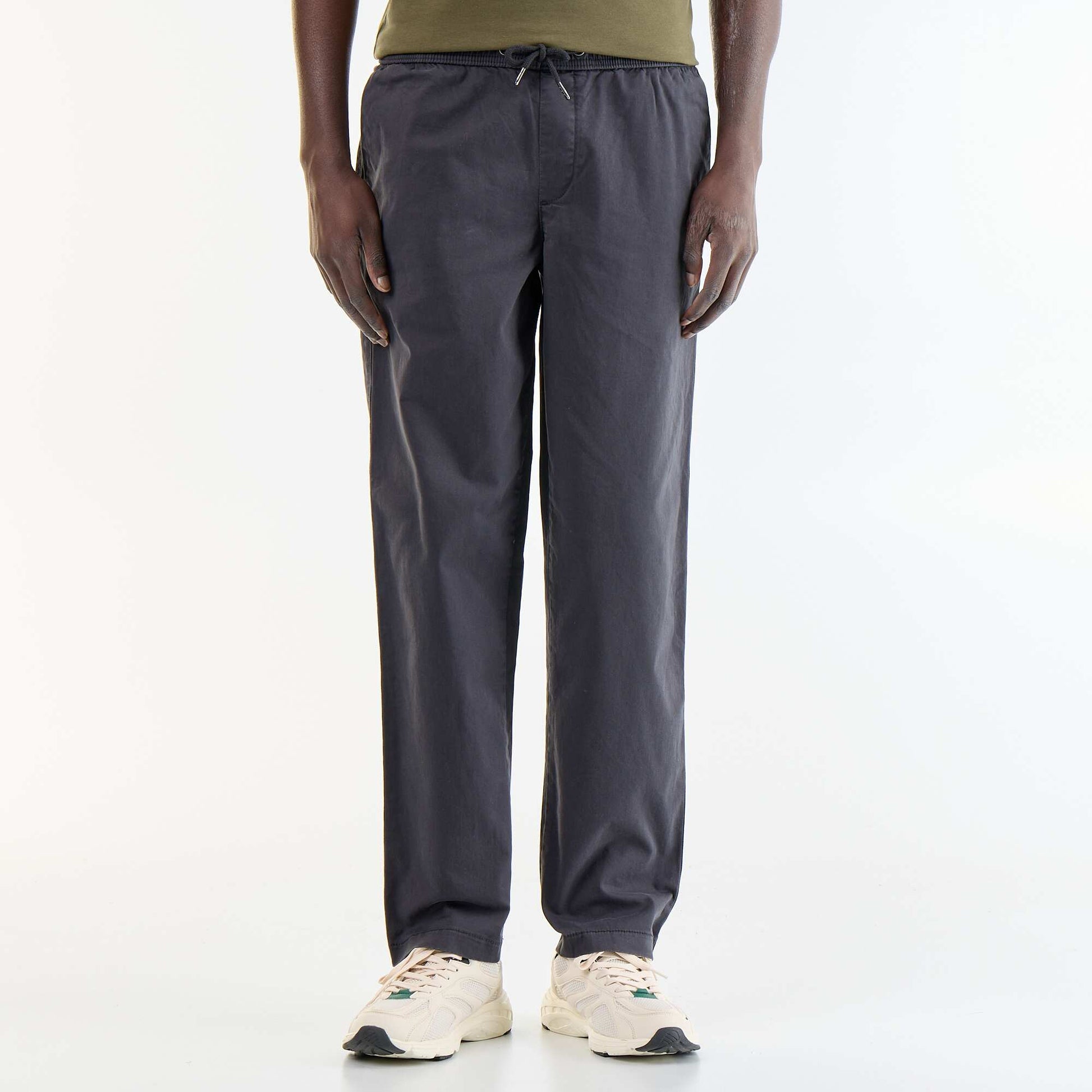Peach-skin effect trousers BLACK
