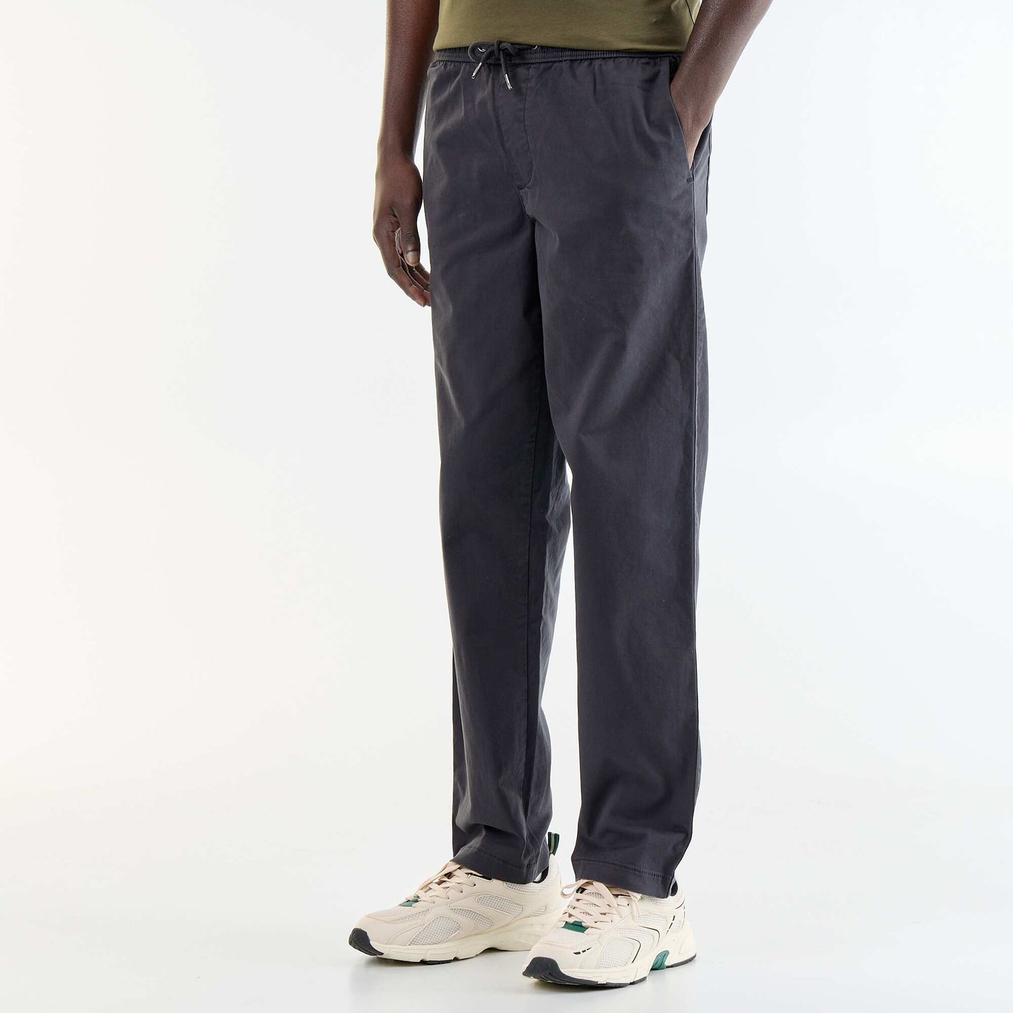 Peach-skin effect trousers BLACK