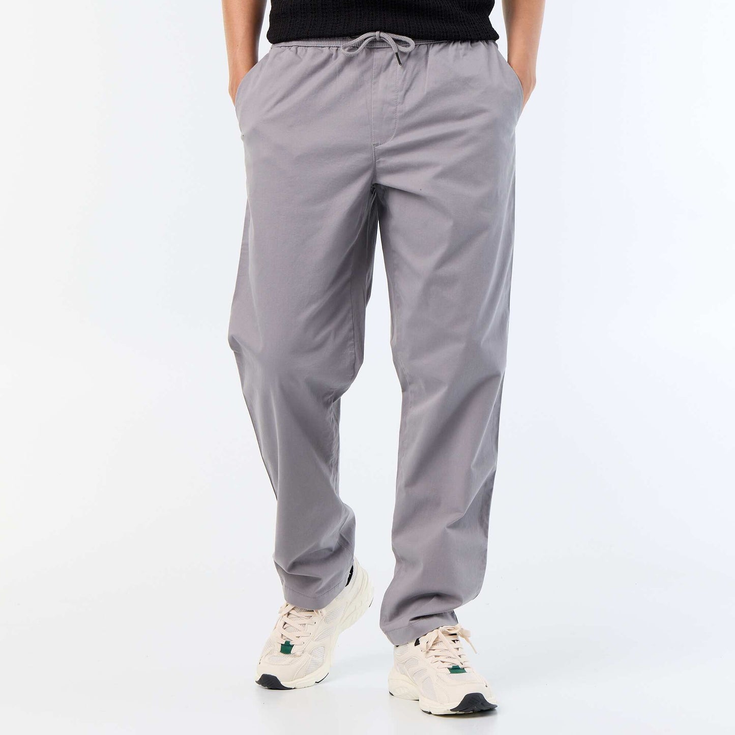 Peach-skin effect trousers GREY