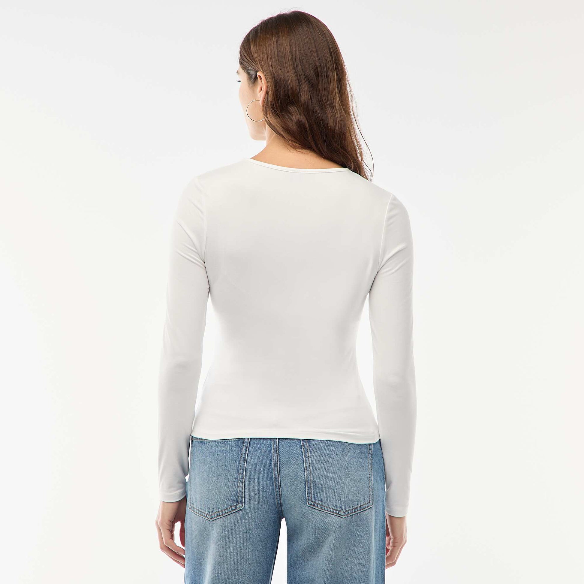Long-Sleeve T-Shirt with Twisted-Effect Gold-Tone Detail WHITE
