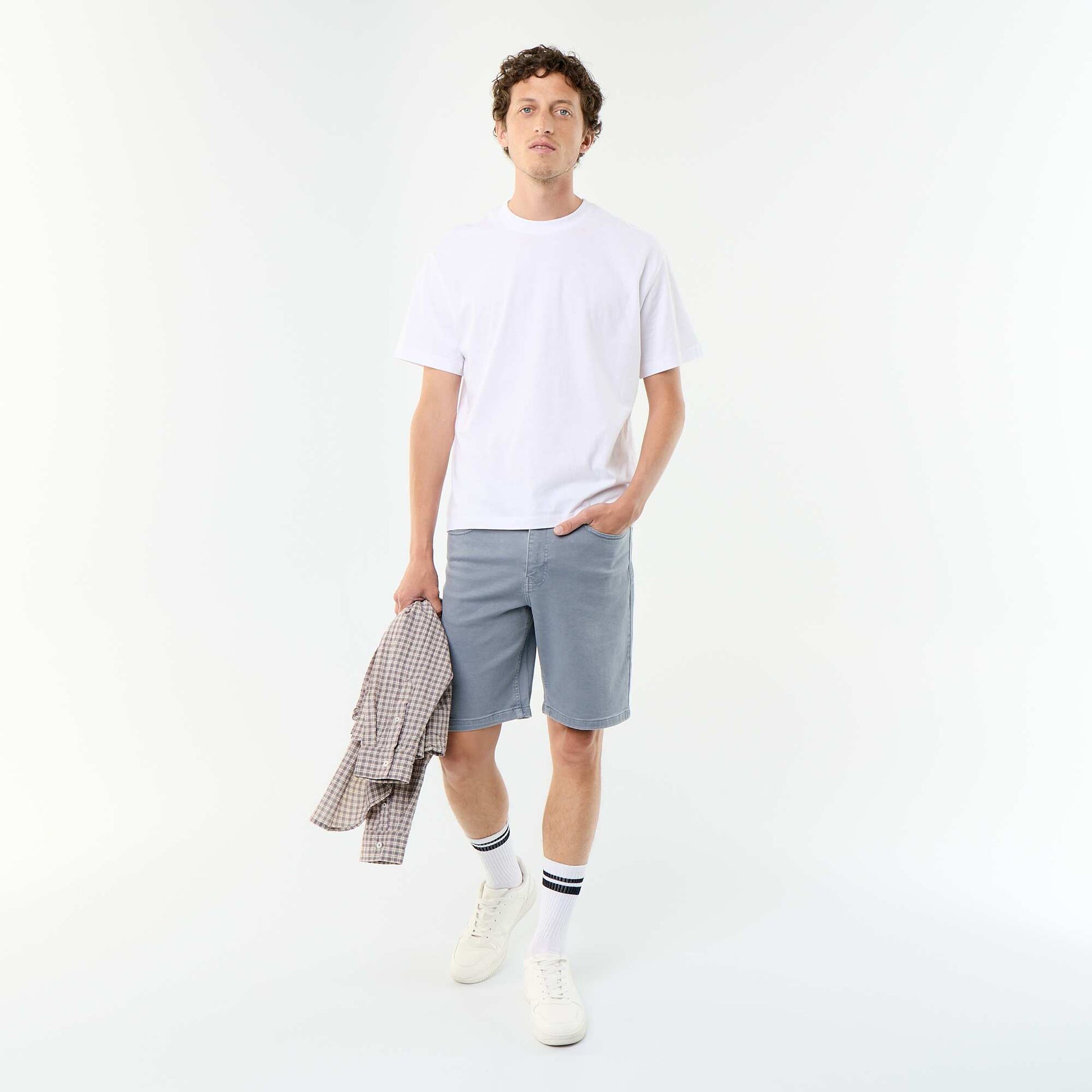5-pocket denim shorts GREY