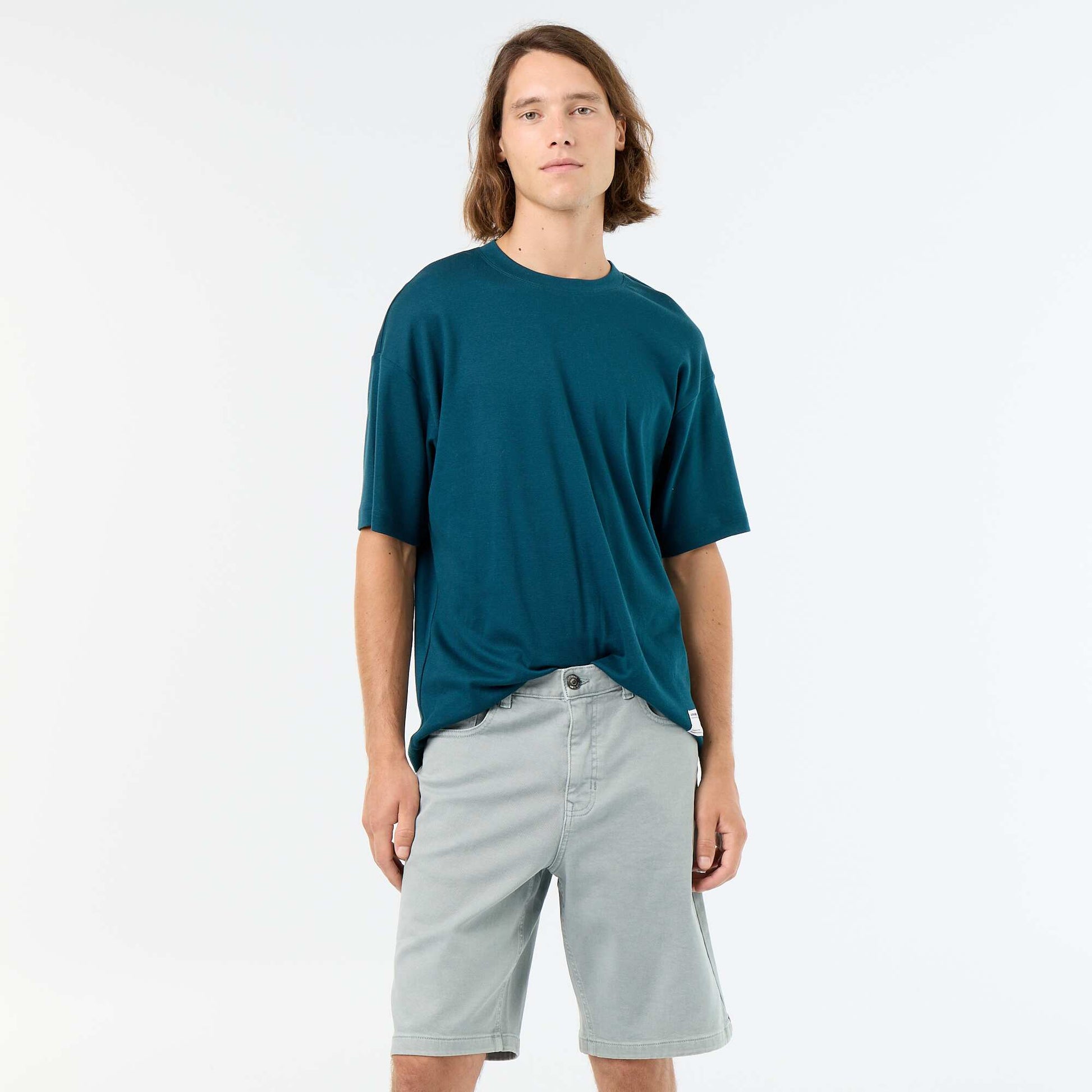 5-pocket denim shorts GREEN