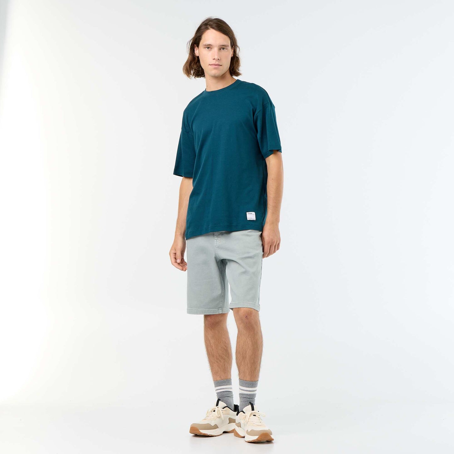 5-pocket denim shorts GREEN