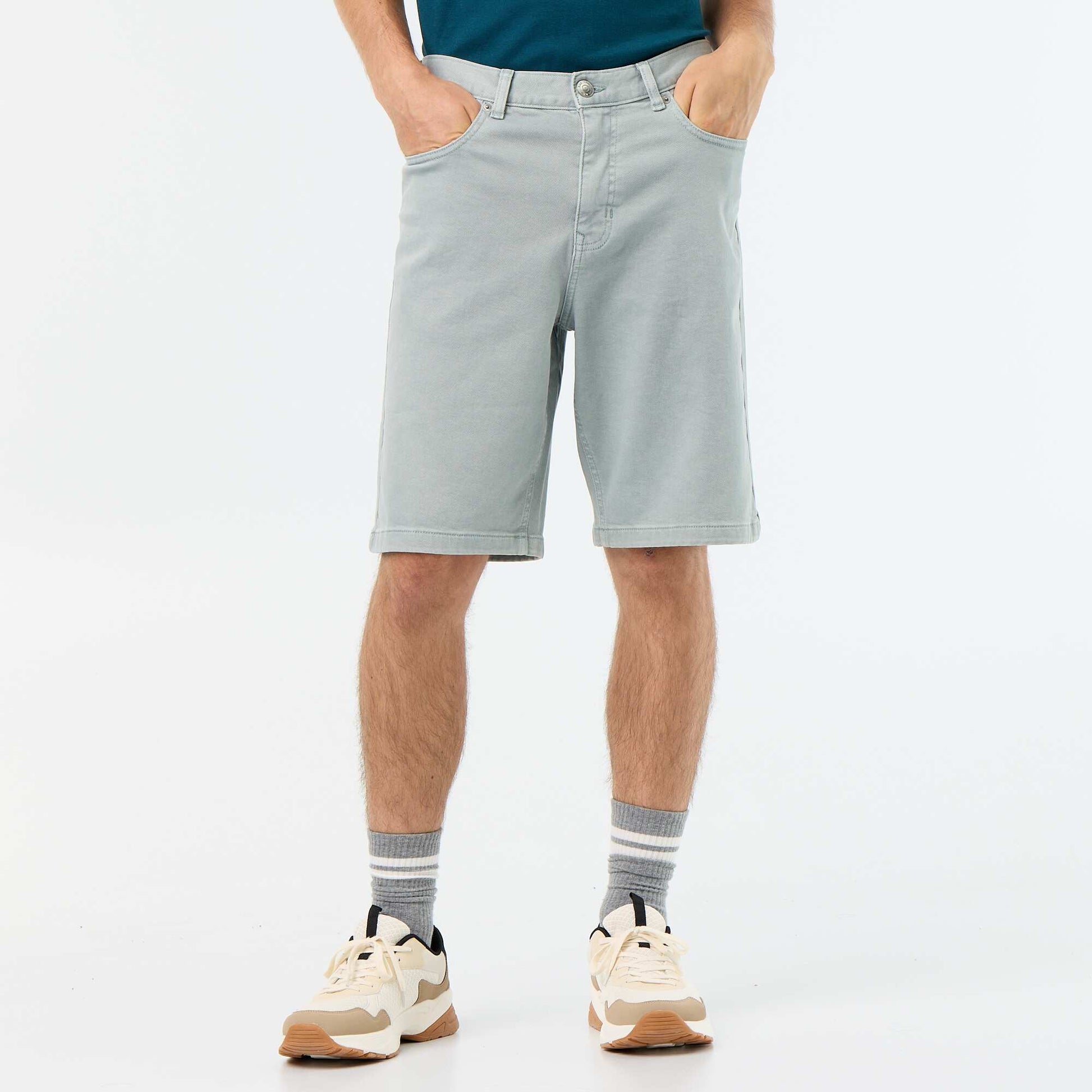5-pocket denim shorts GREEN