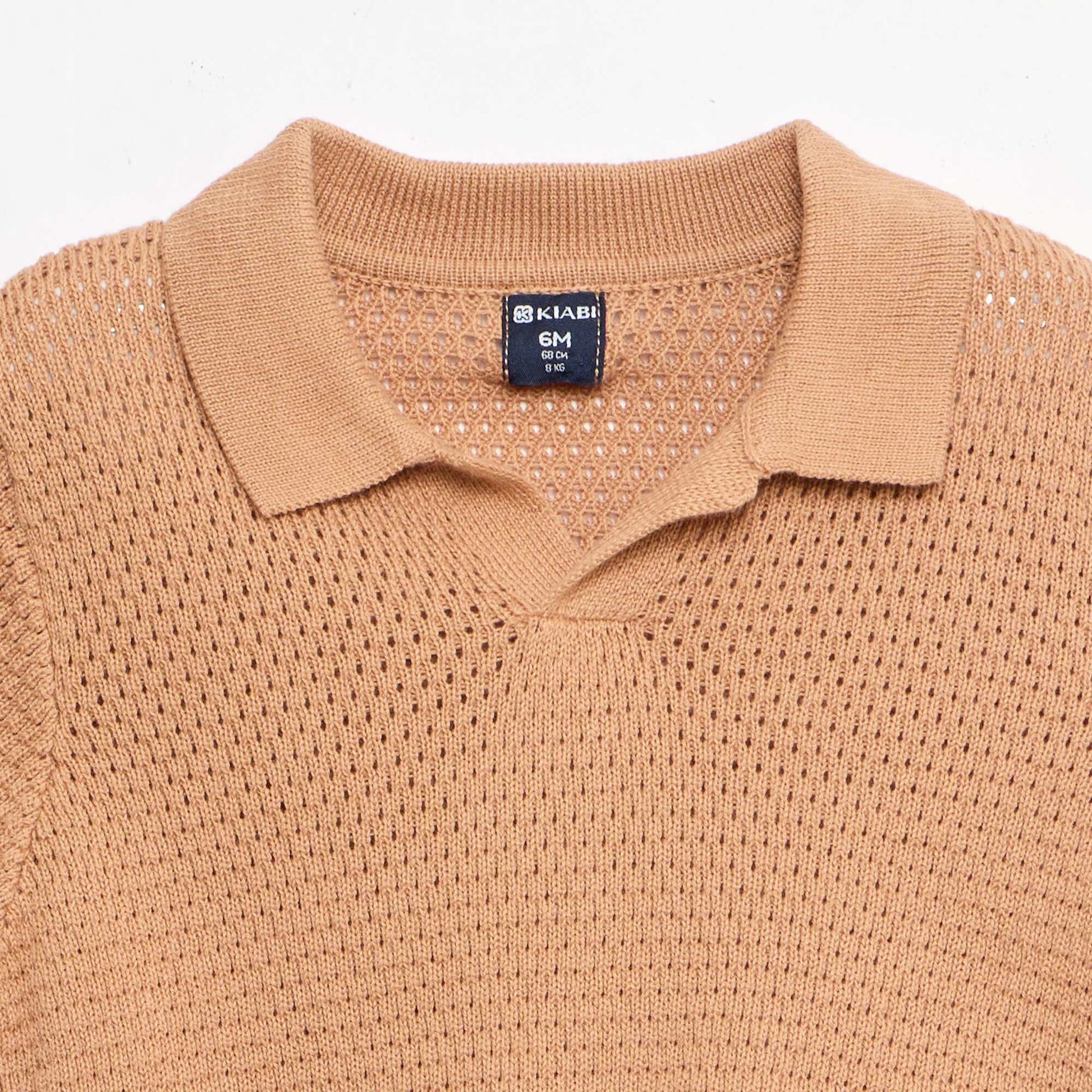 2-piece knit set - Polo t-shirt + shorts BROWN
