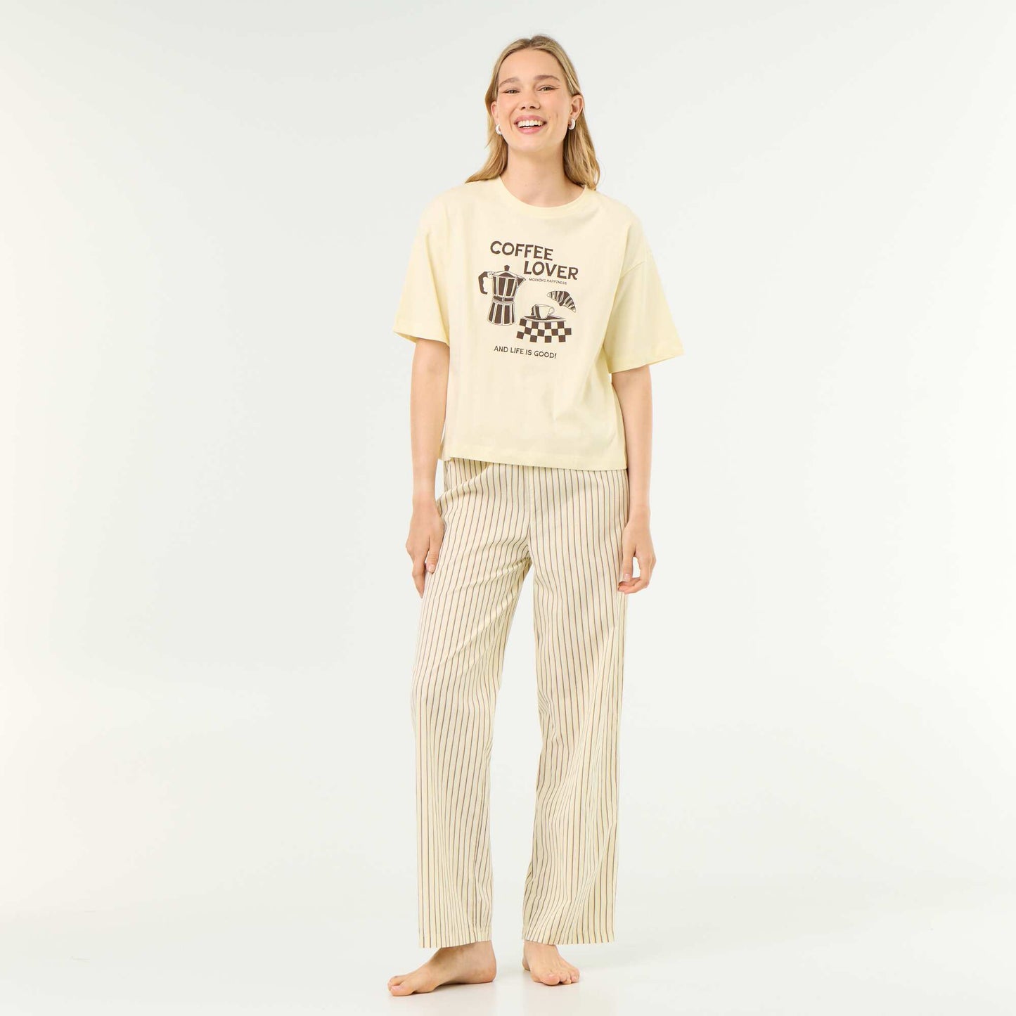 Cotton Pyjama Set - T-shirt & Pants YELLOW