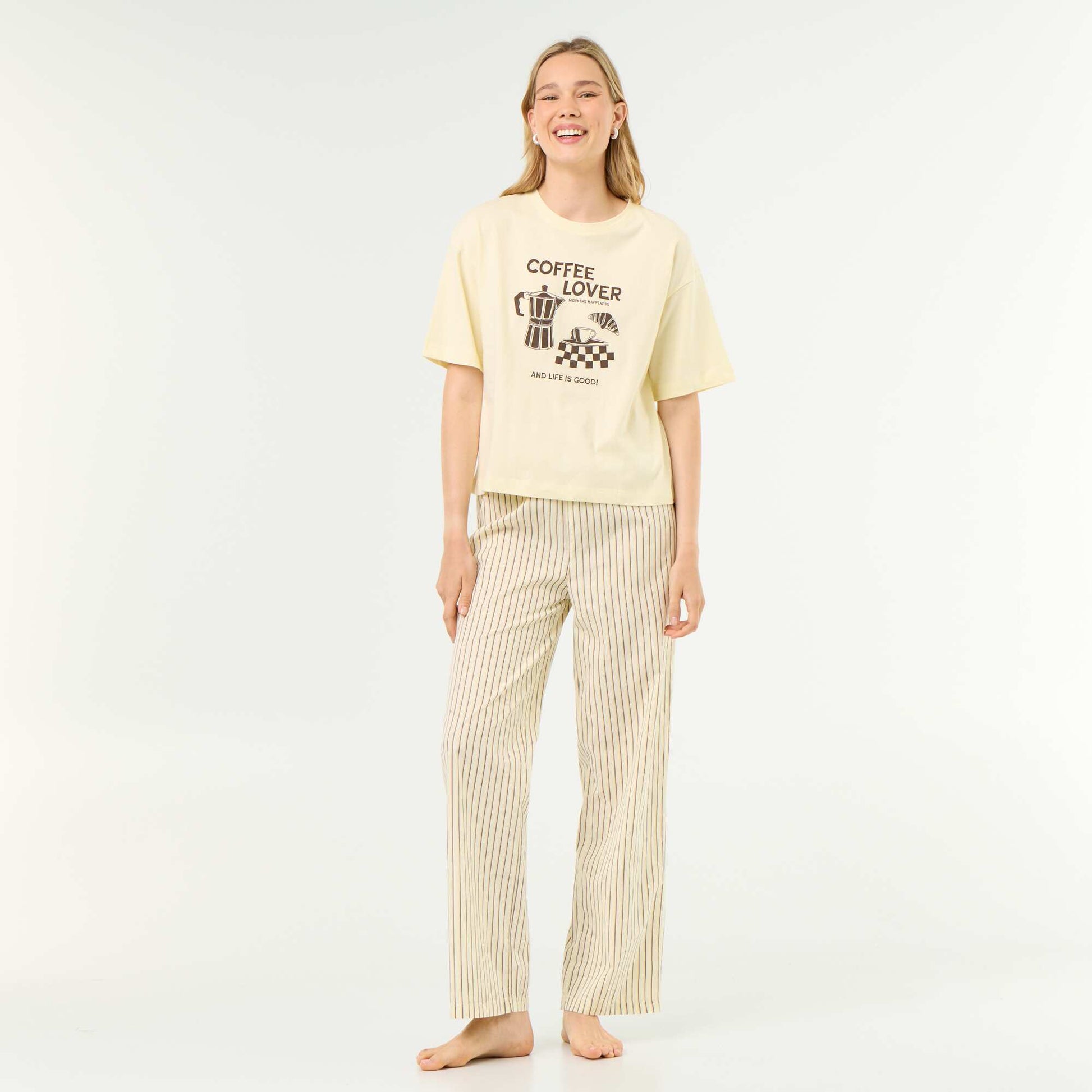 Cotton Pyjama Set - T-shirt & Pants YELLOW