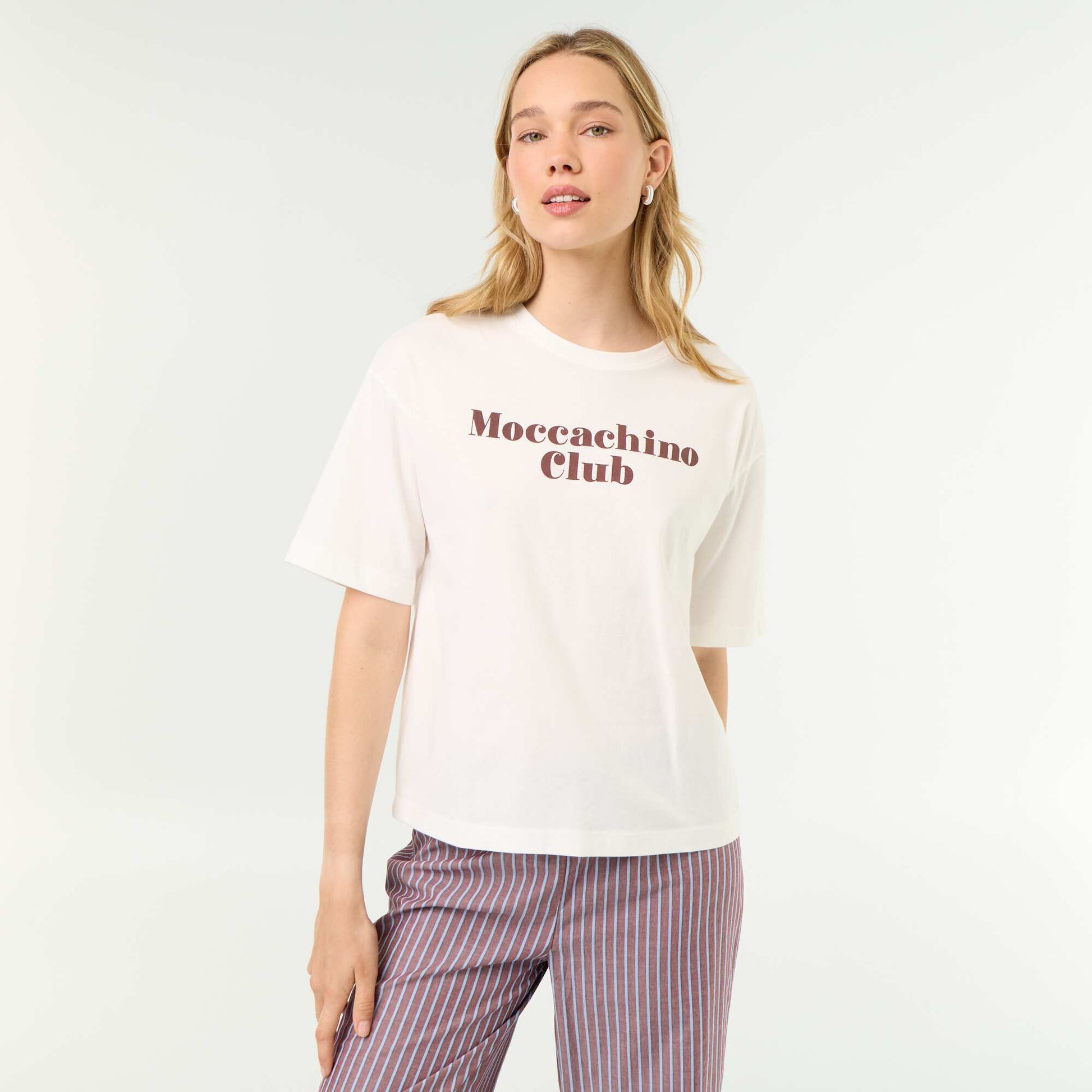Cotton Pyjama Set - T-shirt & Pants BROWN