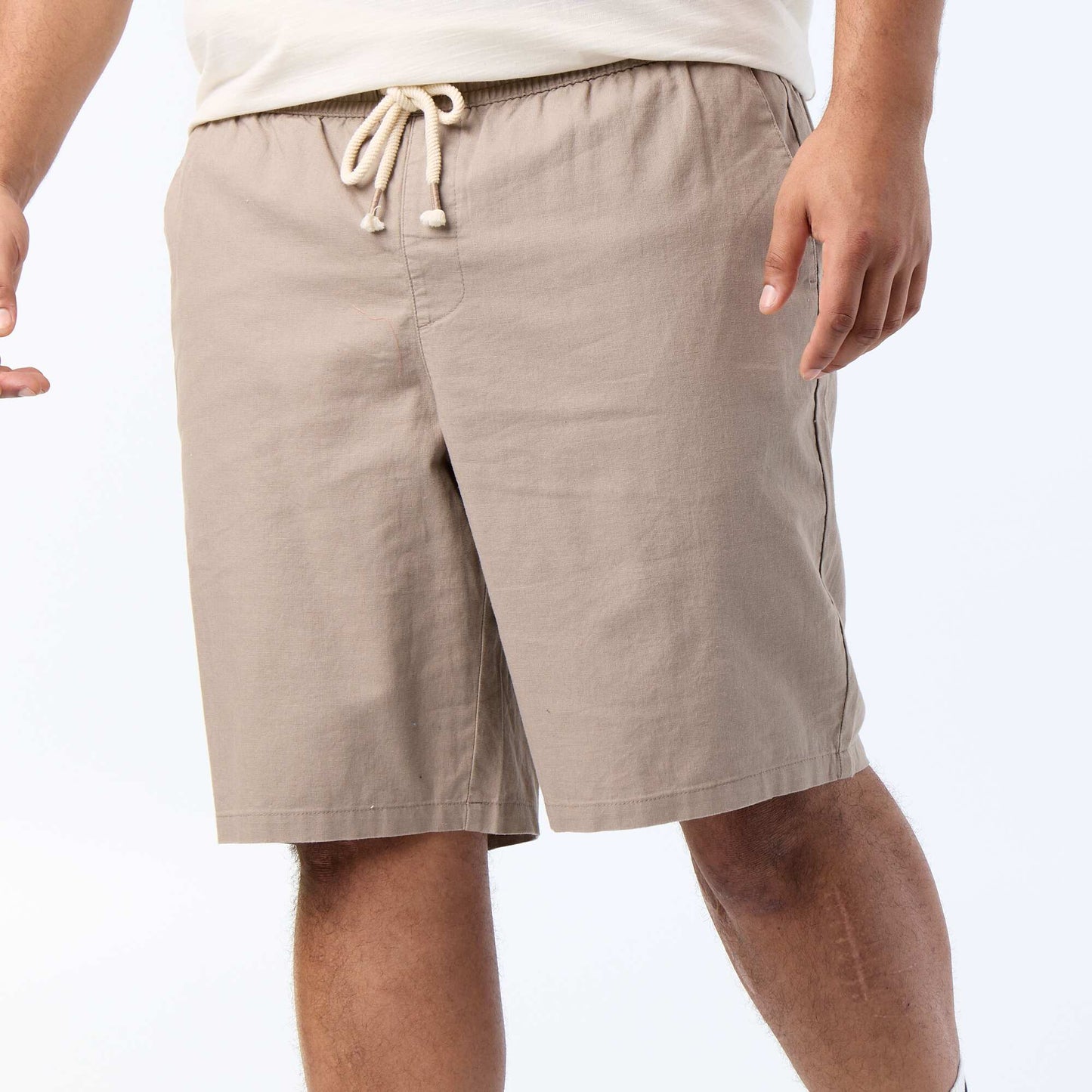 Chino Bermuda Shorts with Drawstrings BEIGE