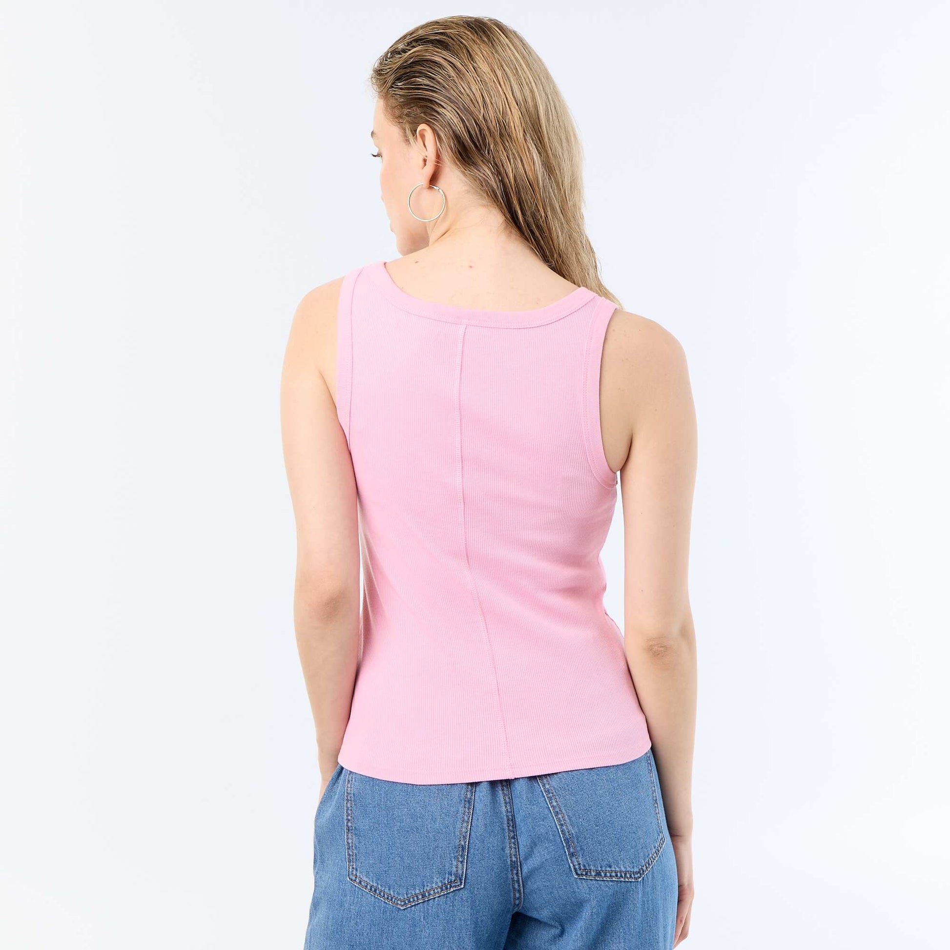 Ribbed basic tank top PINK