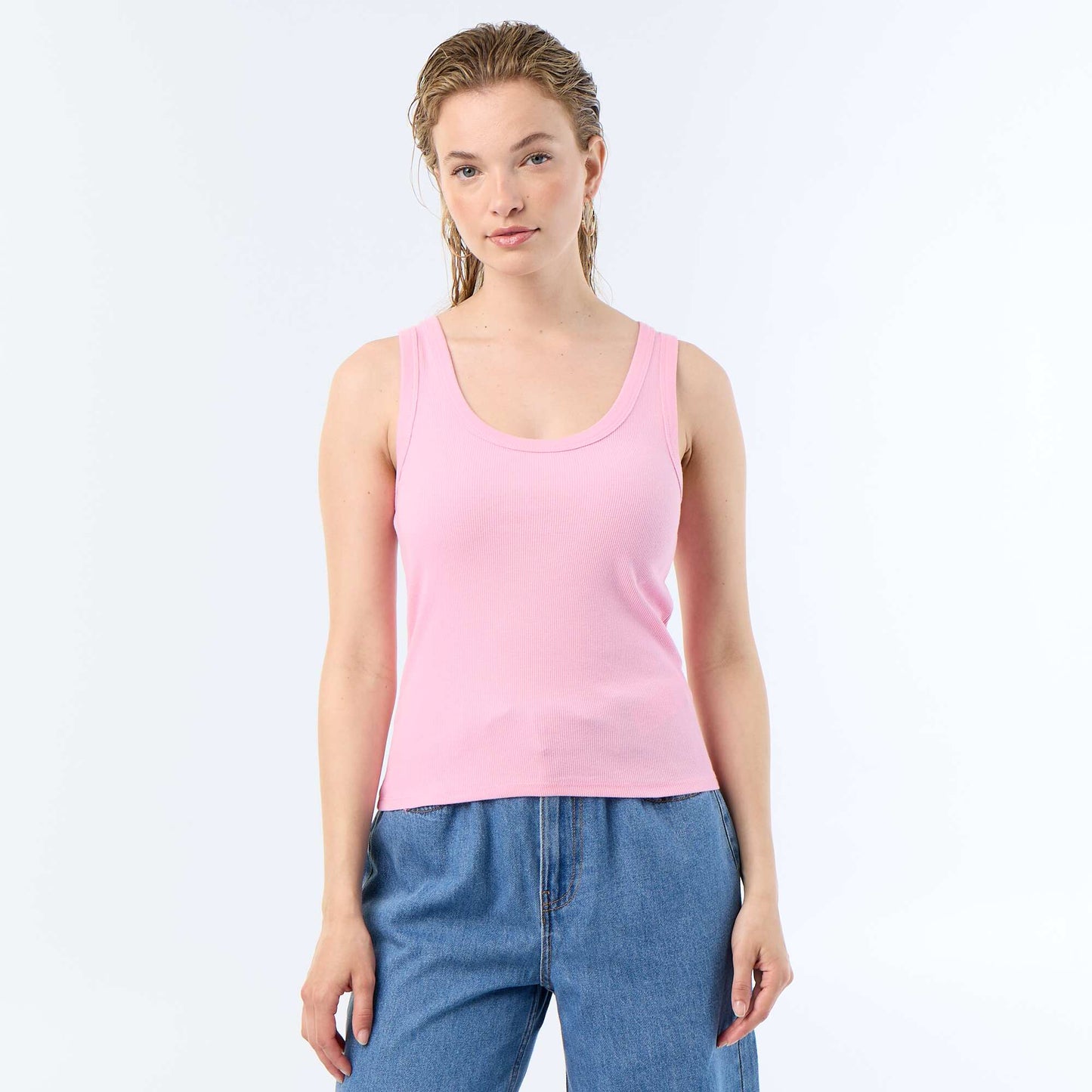 Ribbed basic tank top PINK