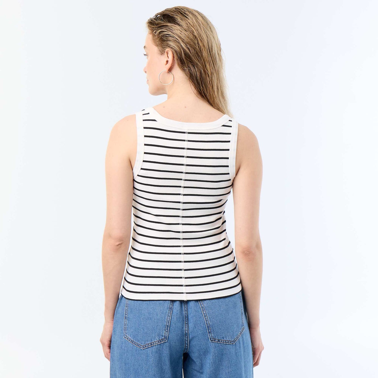 Ribbed basic tank top WHITE