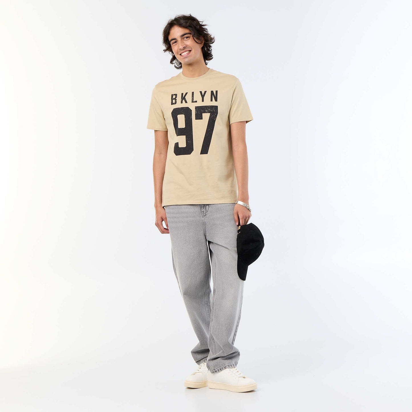 Printed Short-Sleeved T-Shirt BEIGE