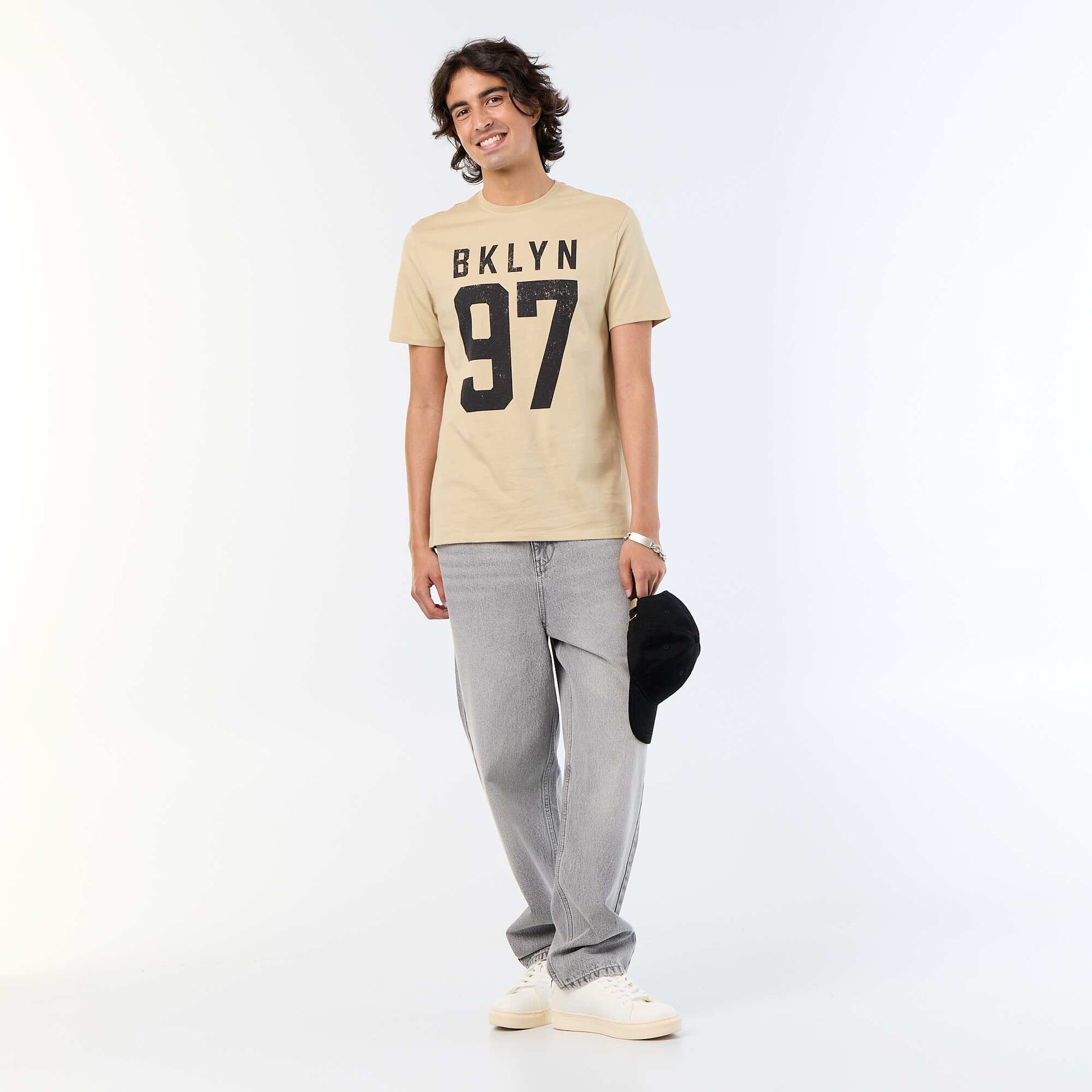 Printed Short-Sleeved T-Shirt BEIGE