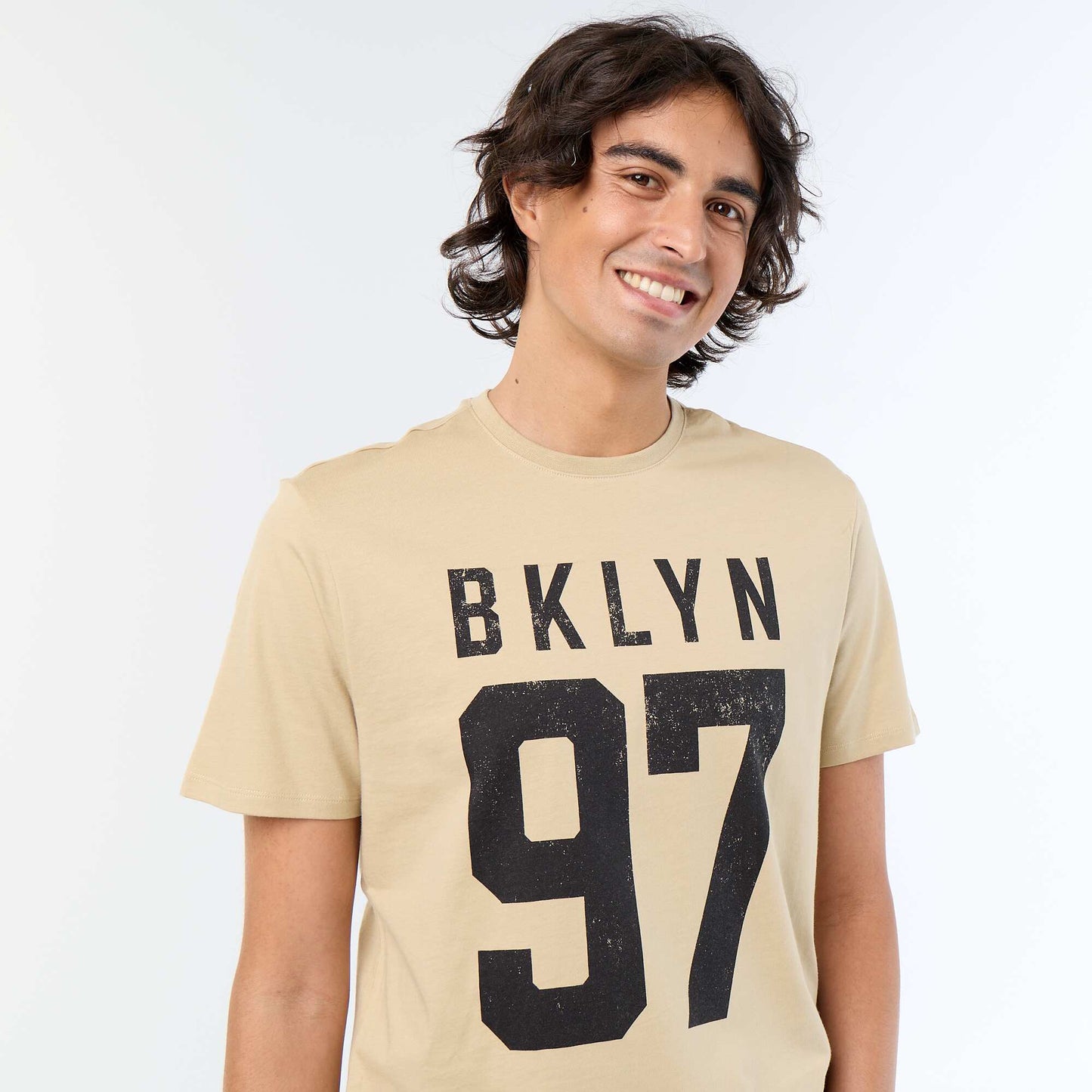 Printed Short-Sleeved T-Shirt BEIGE