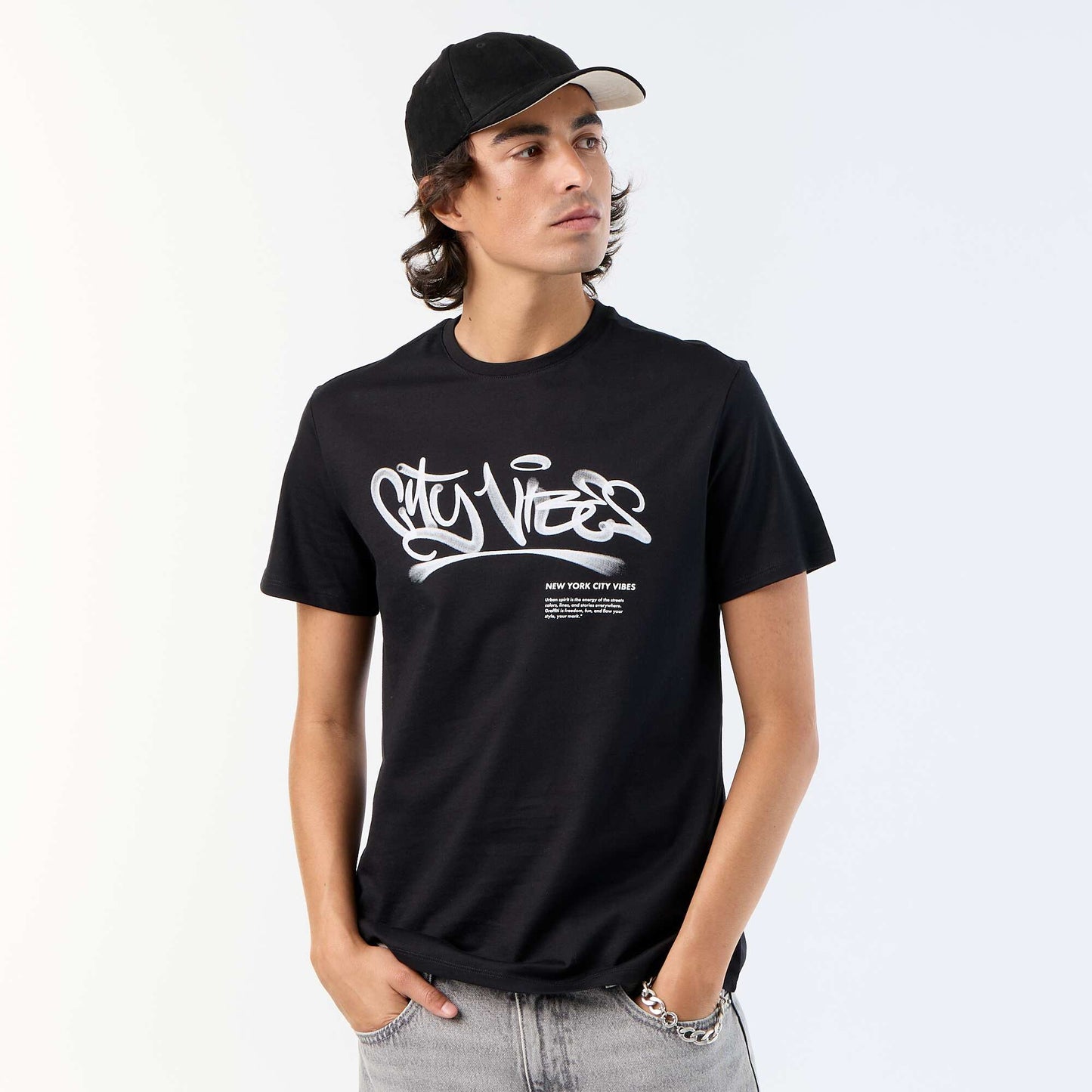 Printed Short-Sleeved T-Shirt BLACK