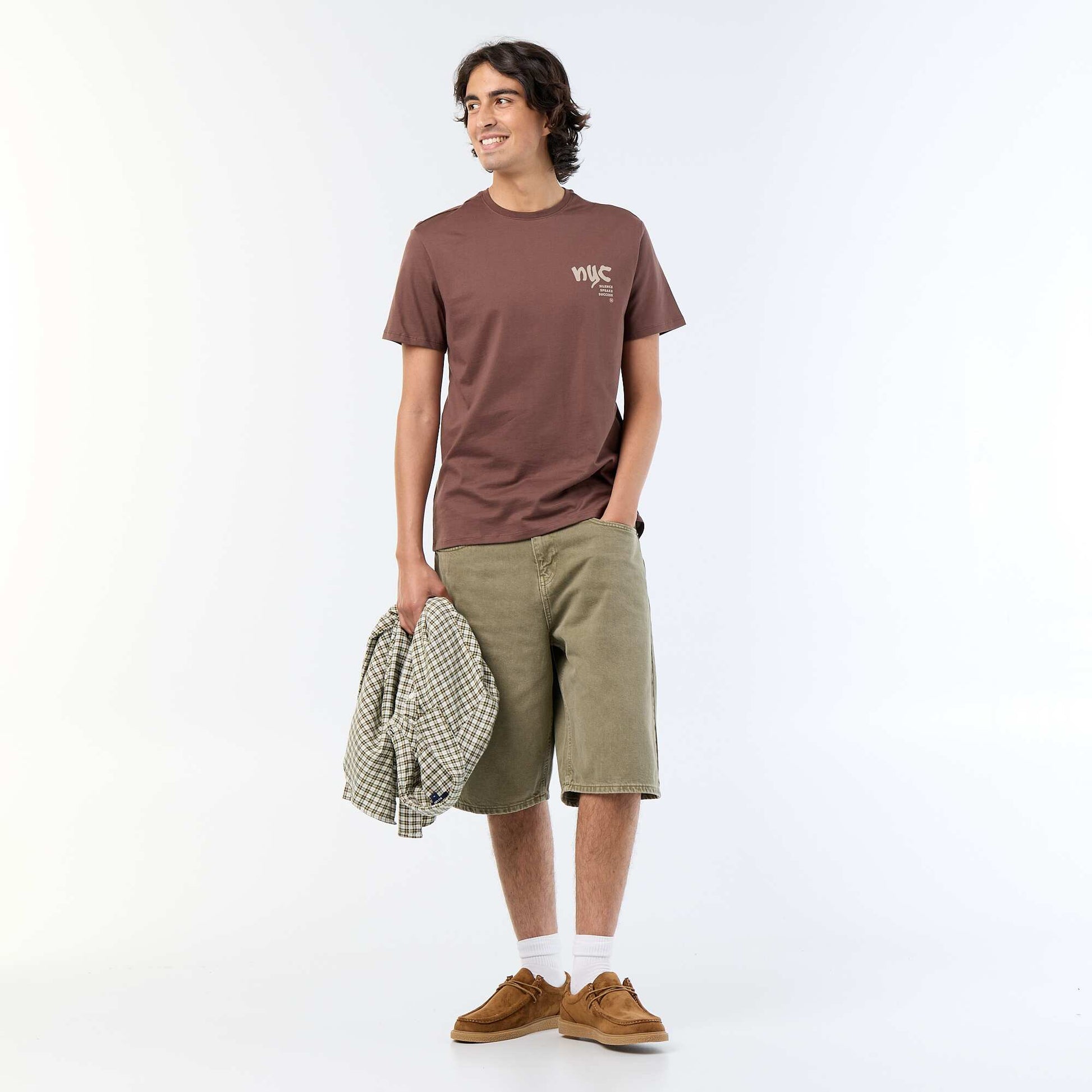 Printed Short-Sleeved T-Shirt BROWN