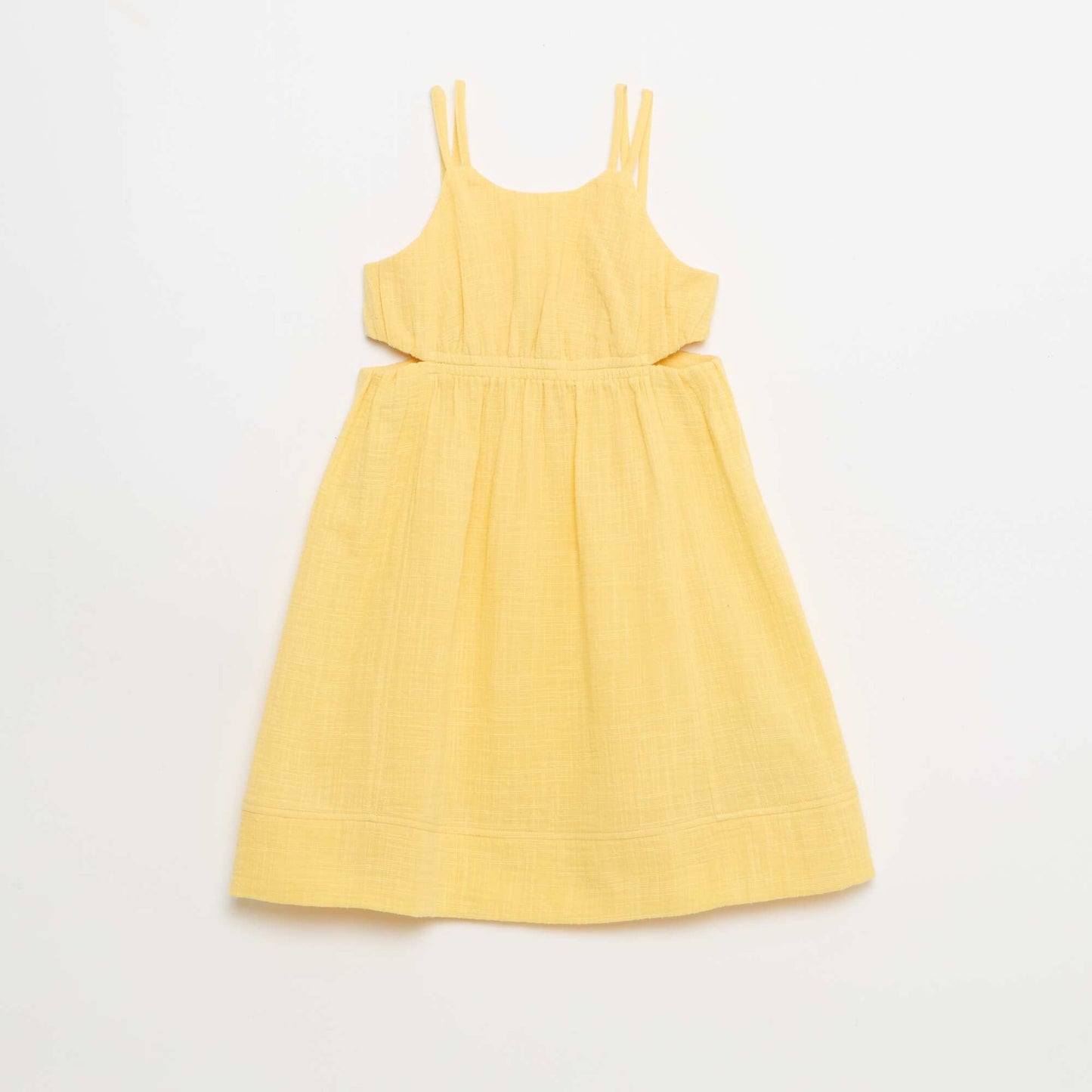 Dress with thin non-adjustable straps + side slits YELLOW