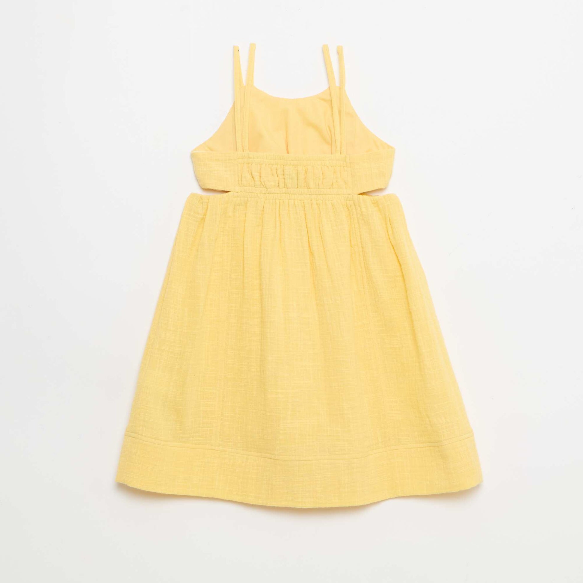 Dress with thin non-adjustable straps + side slits YELLOW